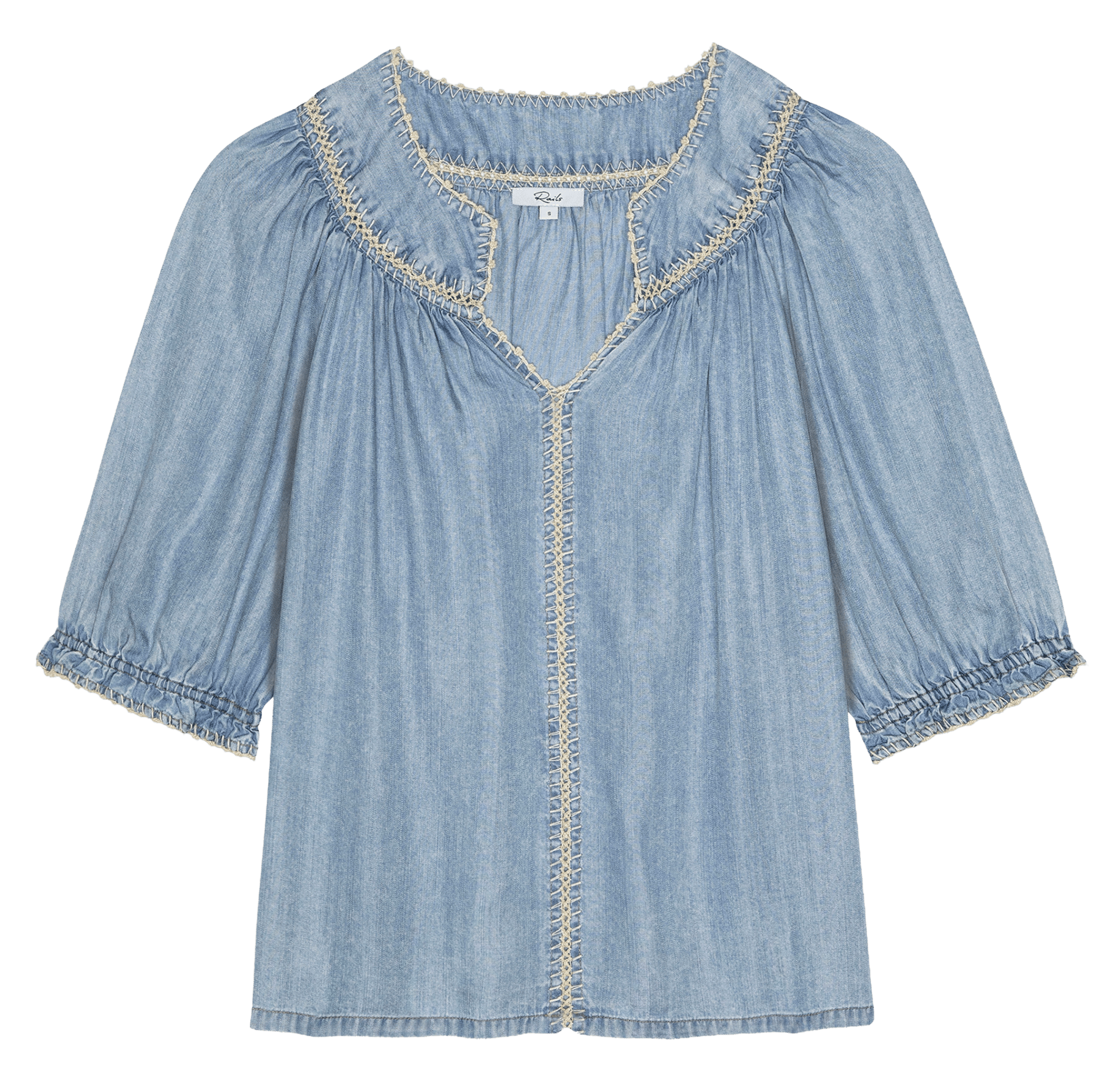 Loose short-sleeve denim blouse RAILS Blue