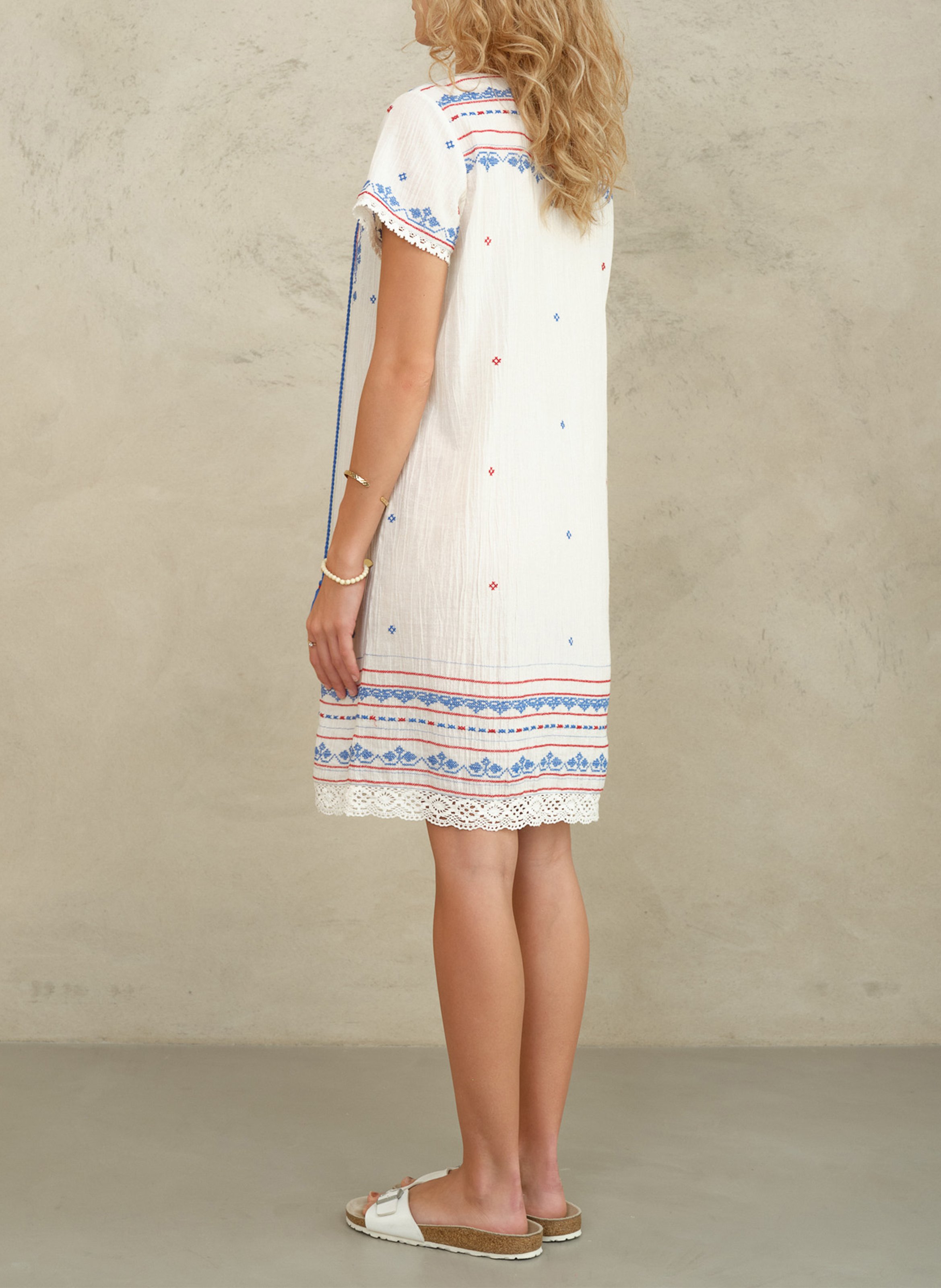Short cotton henley dress M.A.B.E White