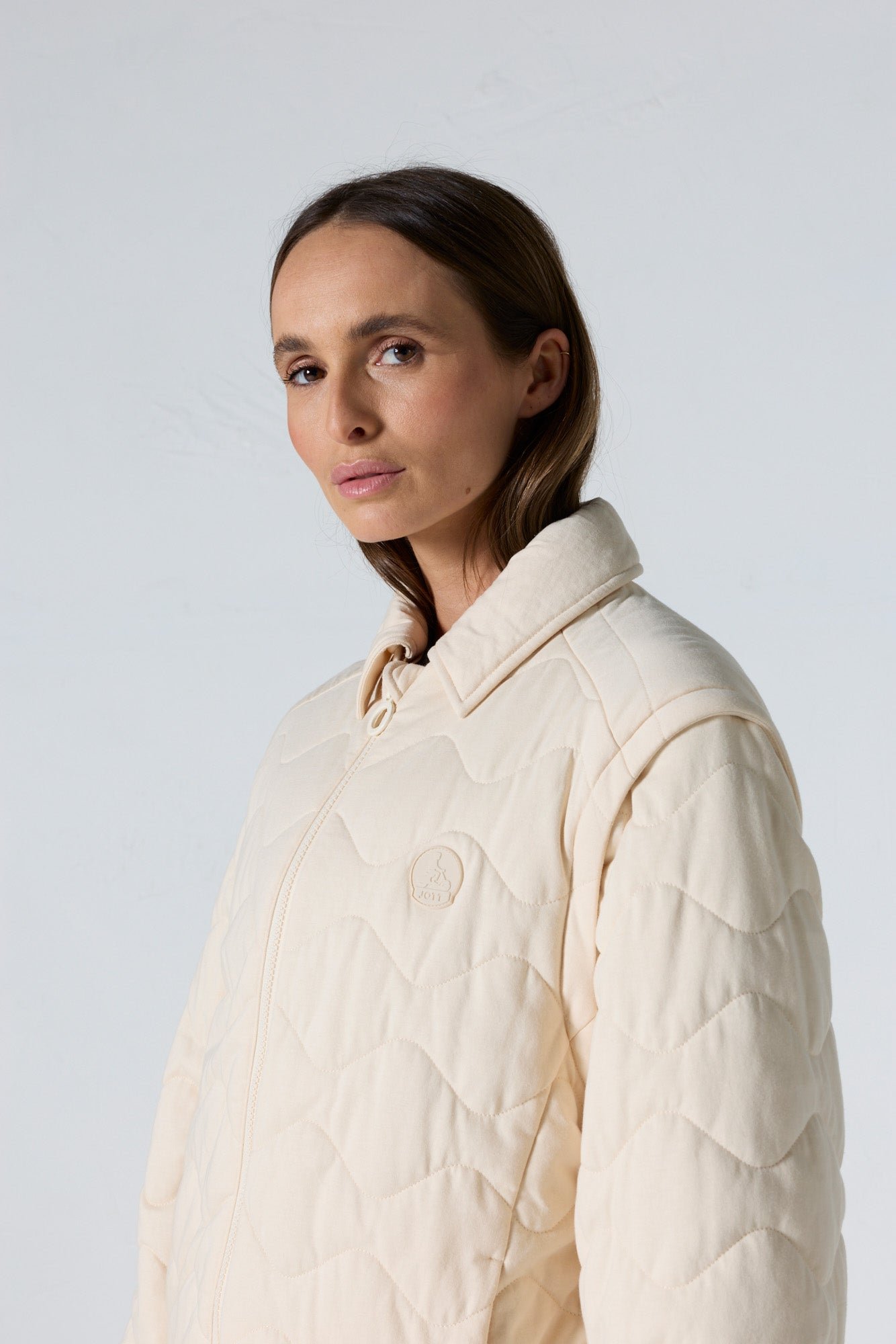 Sacha removable sleeve bomber jacket JOTT Brown