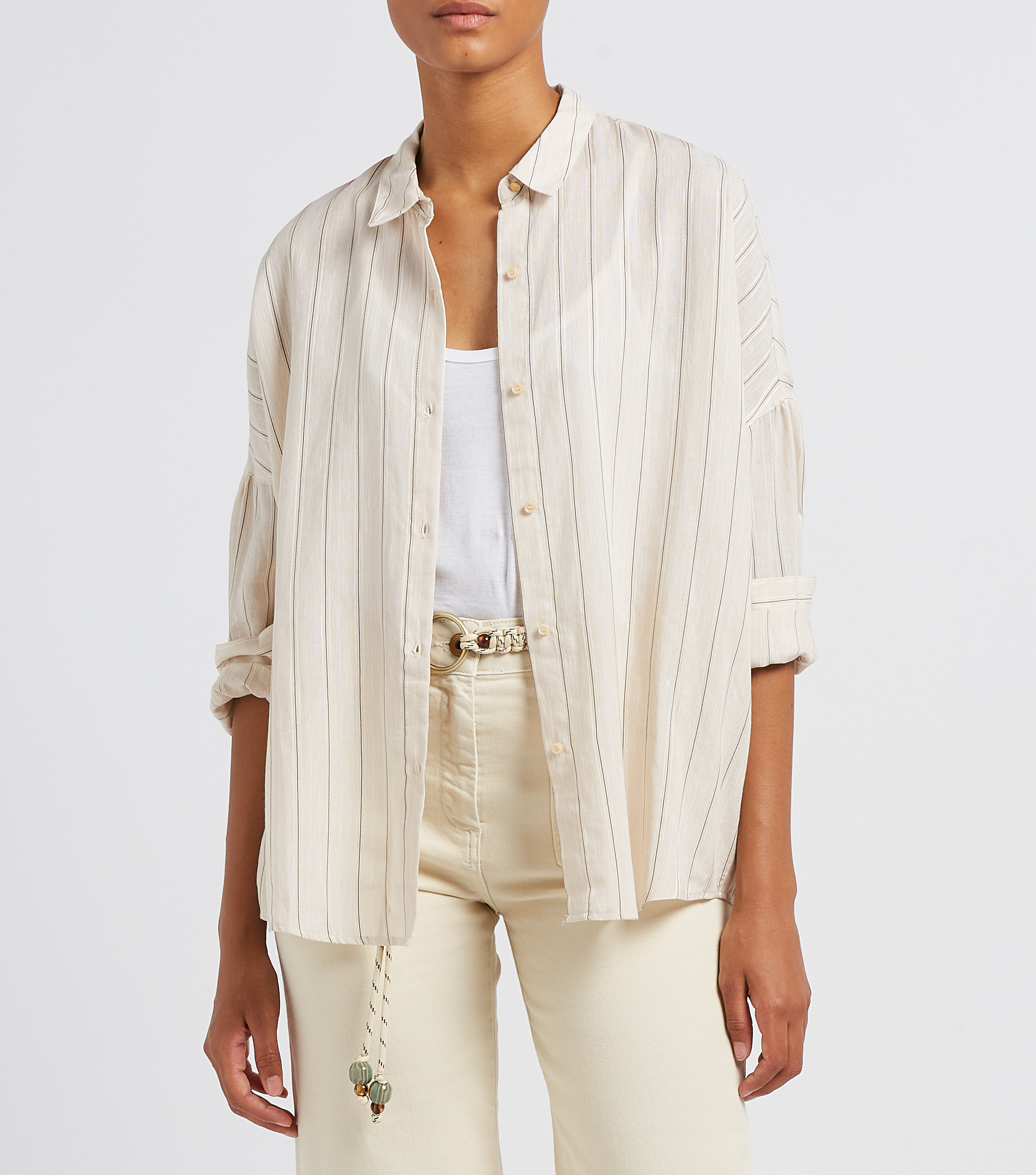 Loose-fit shirt with classic collar SESSUN Beige