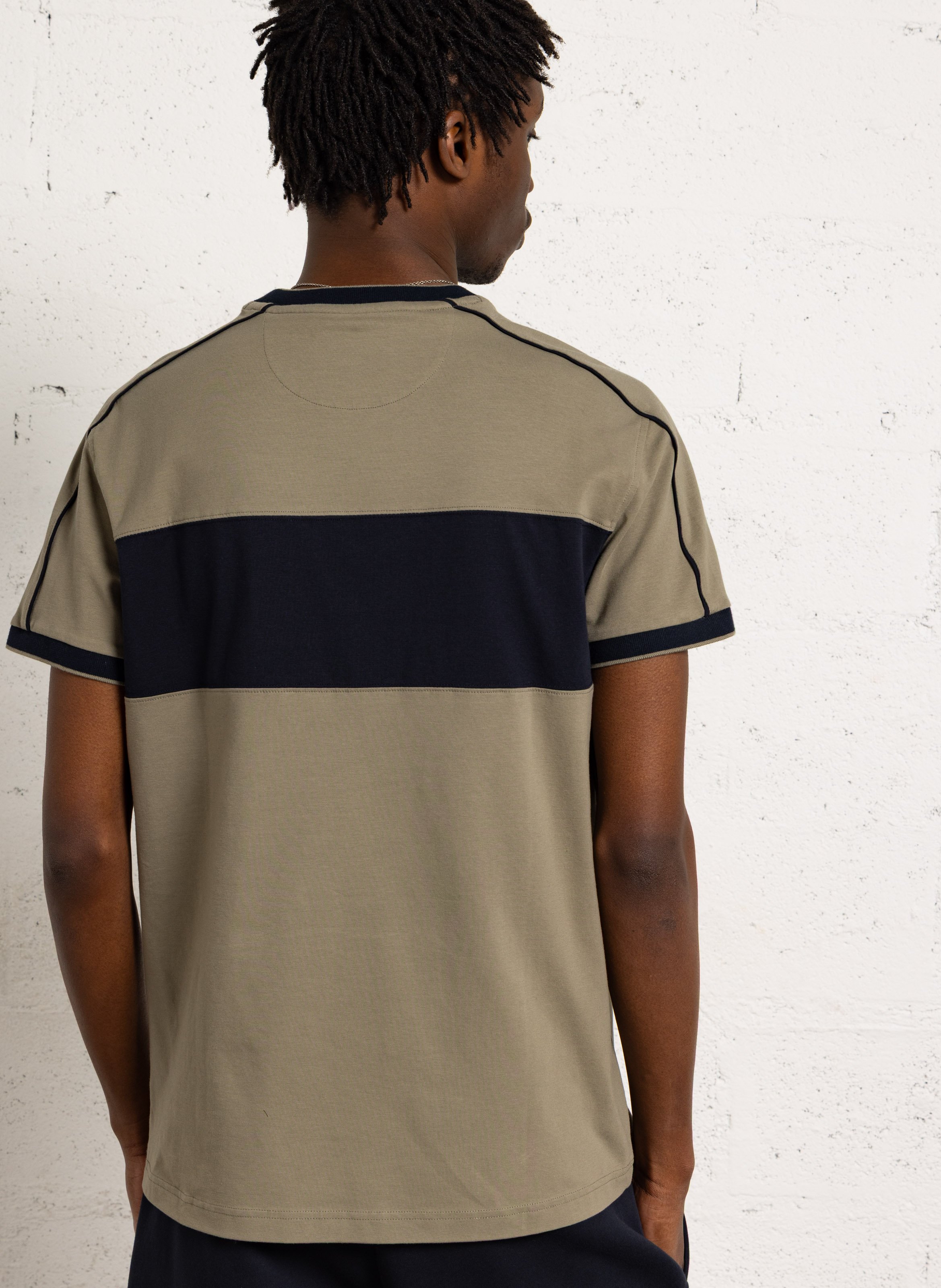 Tee-shirt droit col rond en coton mélangé EDEN PARK Beige