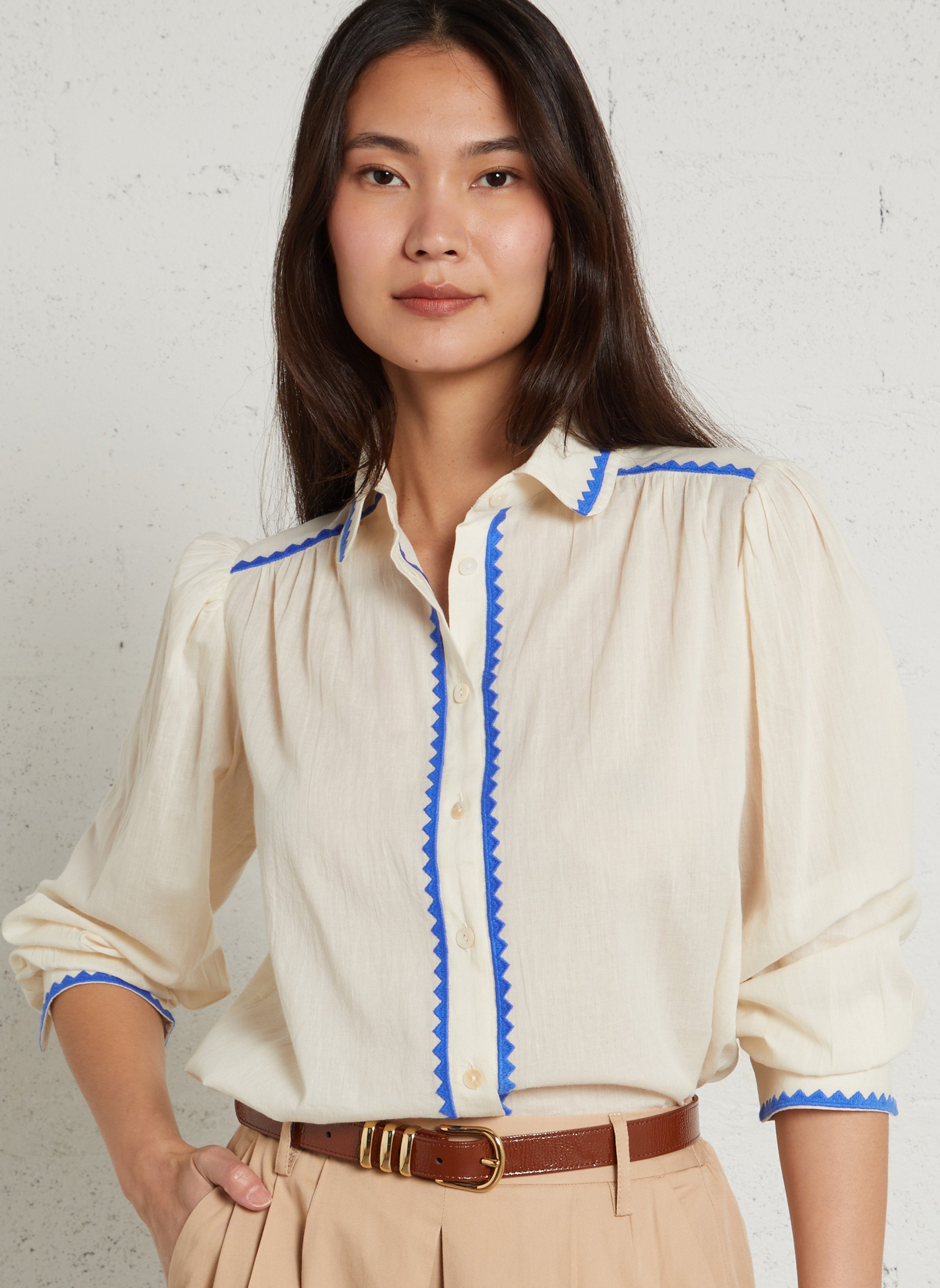 Chemise droite à broderie MAISON 123 Beige