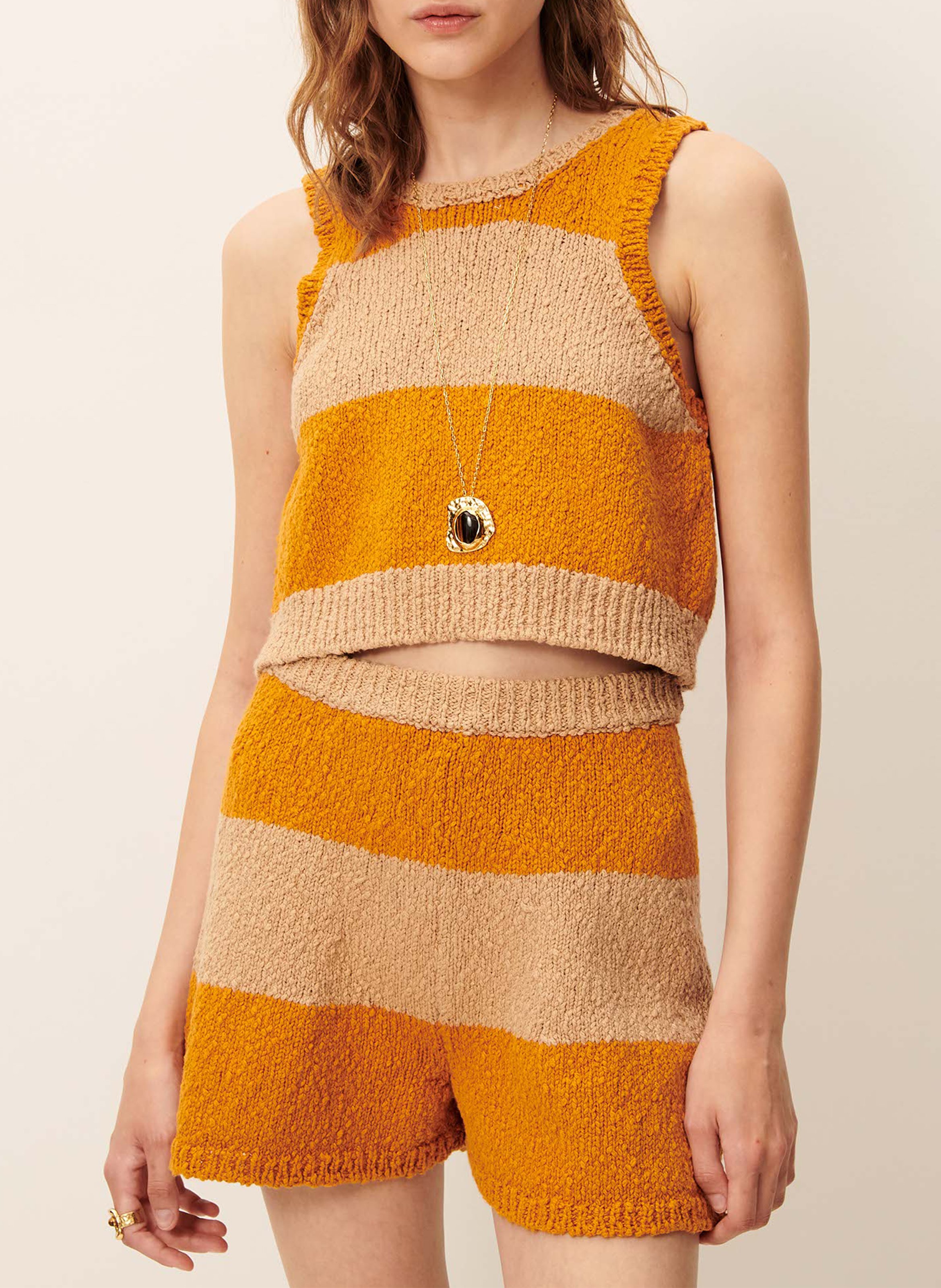 Short rayé en maille  SESSUN Orange