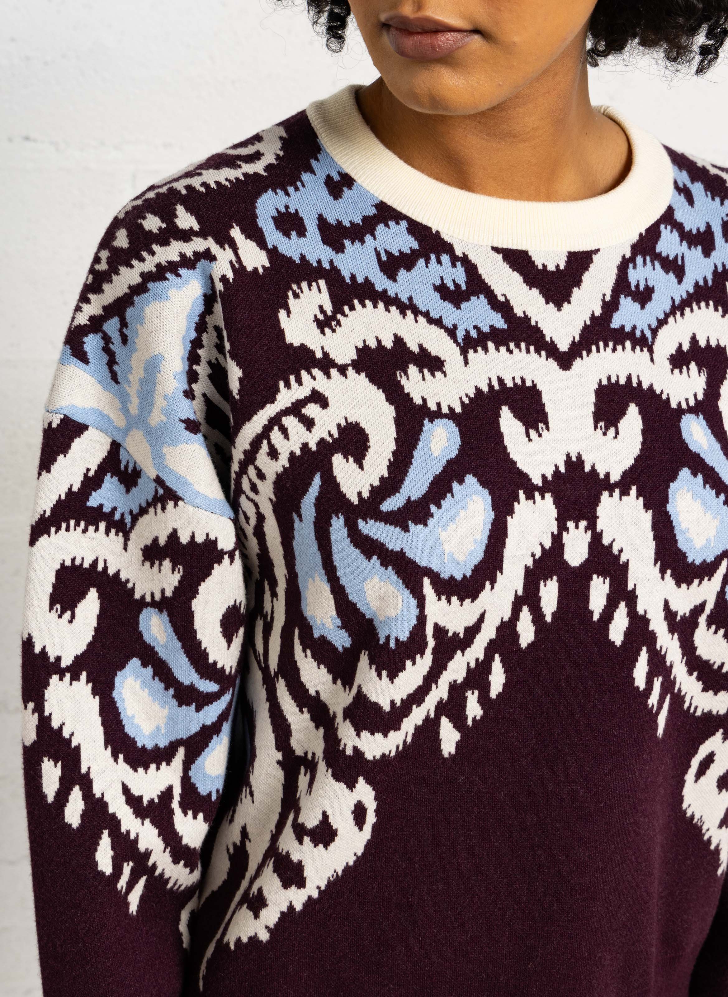 Pull à motifs col rond SUNCOO Prune
