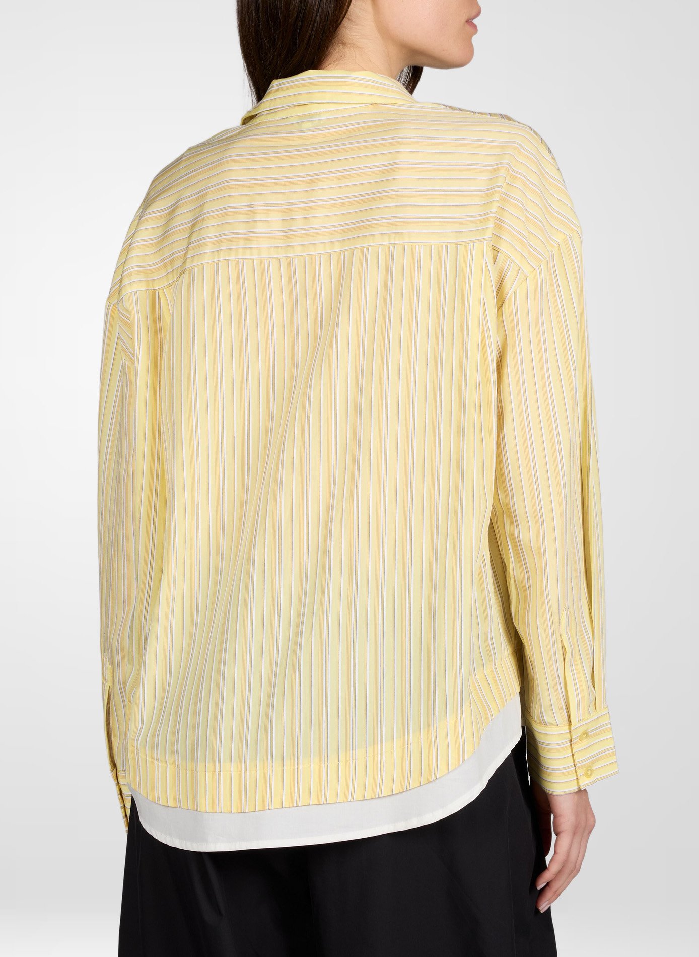 Straight striped shirt with classic collar OBJECT Yellow