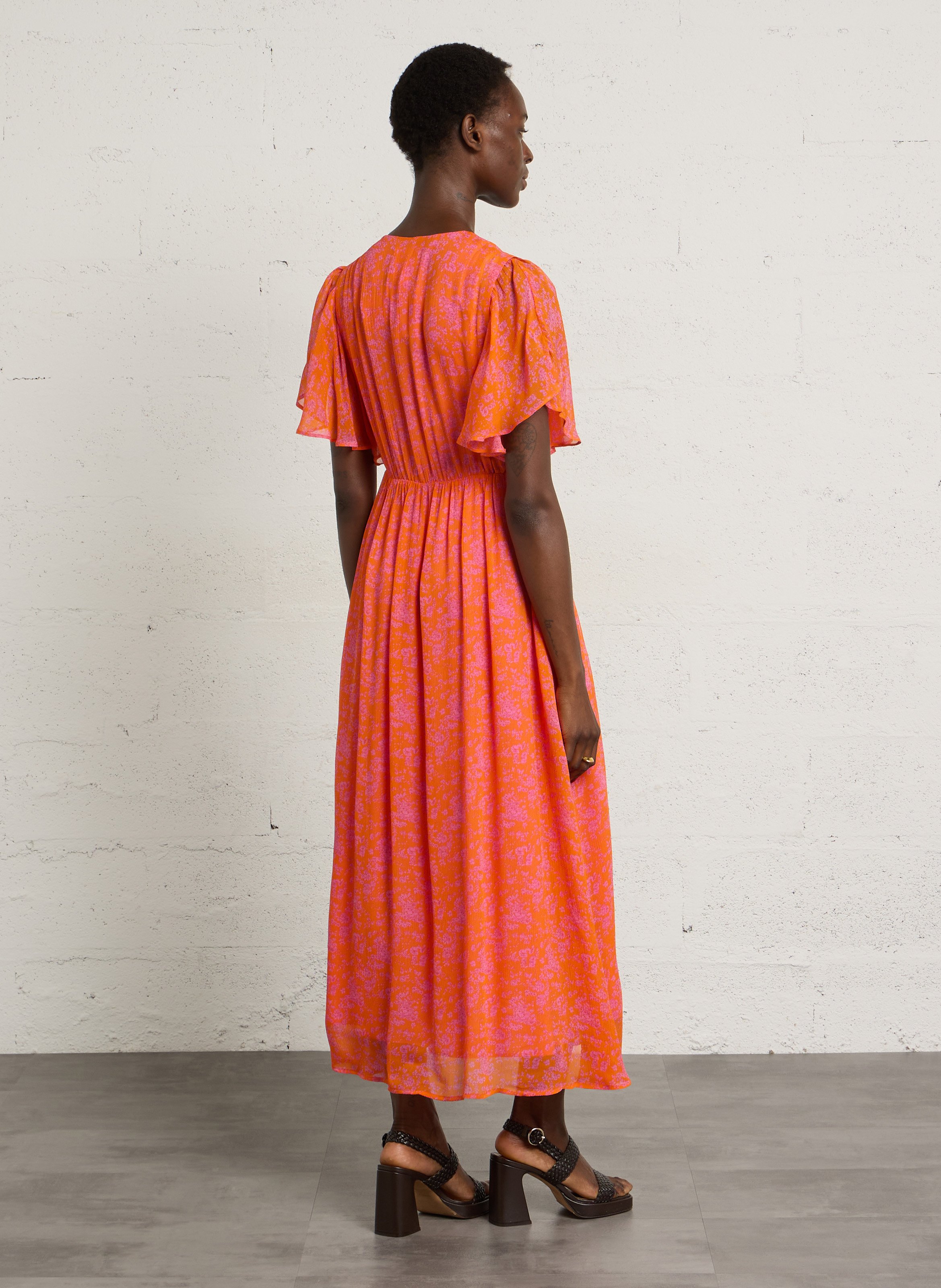 Robe longue col V  MAISON 123 Orange