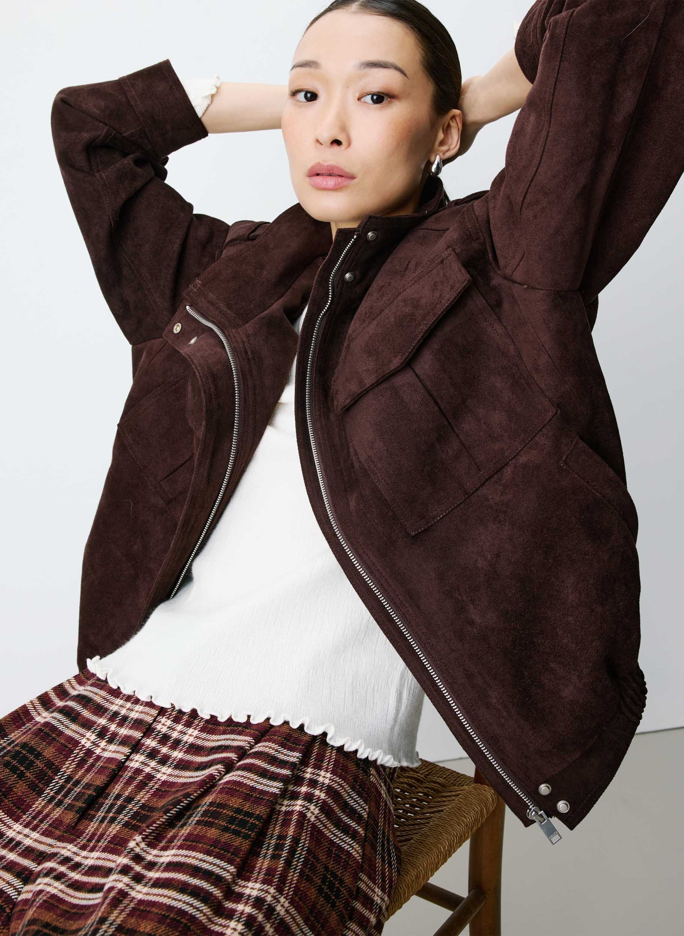 Veste oversize col montant en velours | Marron GRACE ET MILA Femme