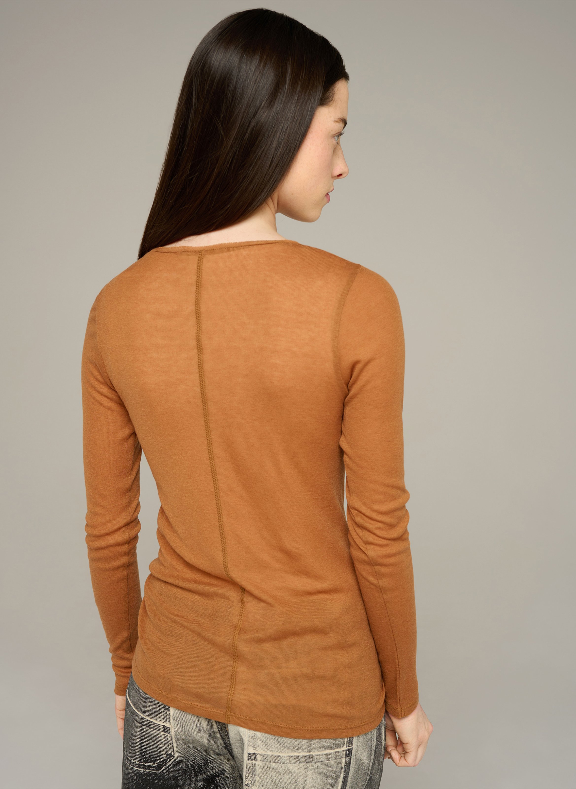 Langarmshirt mit Rundhalsausschnitt COTELAC ACOTE Braun
