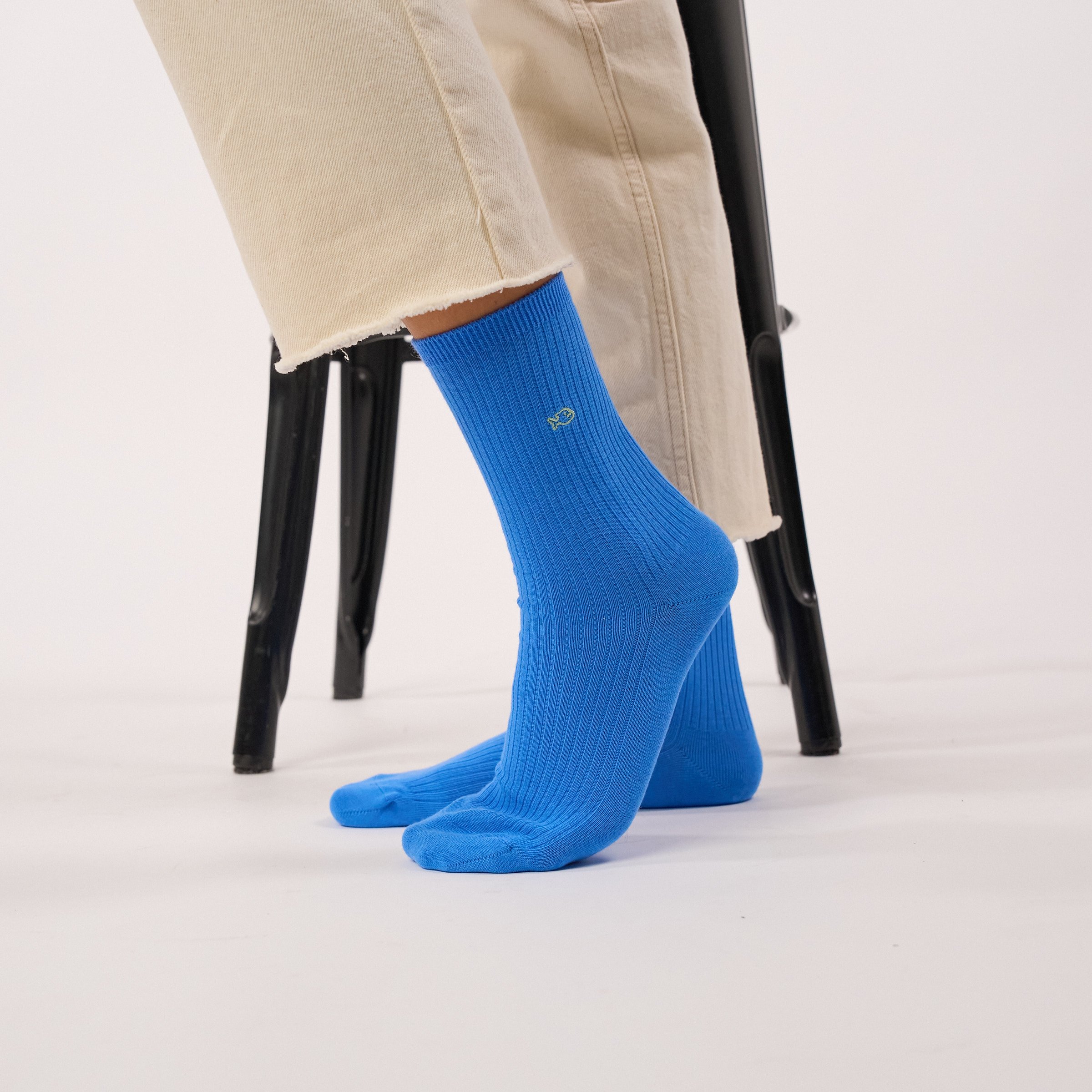 Ribbed Solid Combed Cotton Socks BILLYBELT Blue