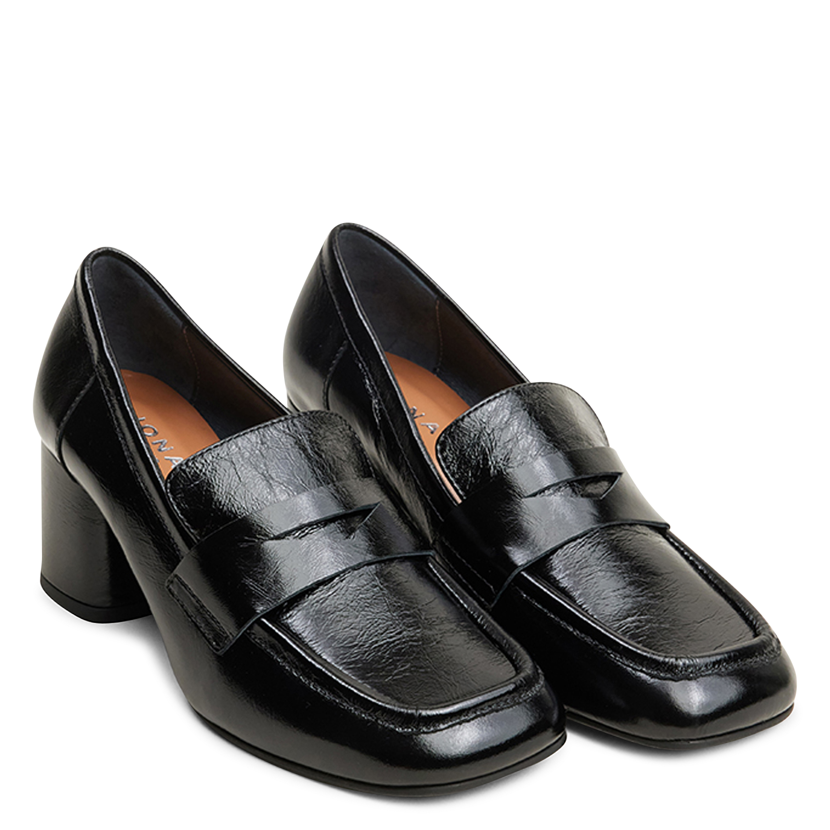 Heeled leather loafers JONAK Black