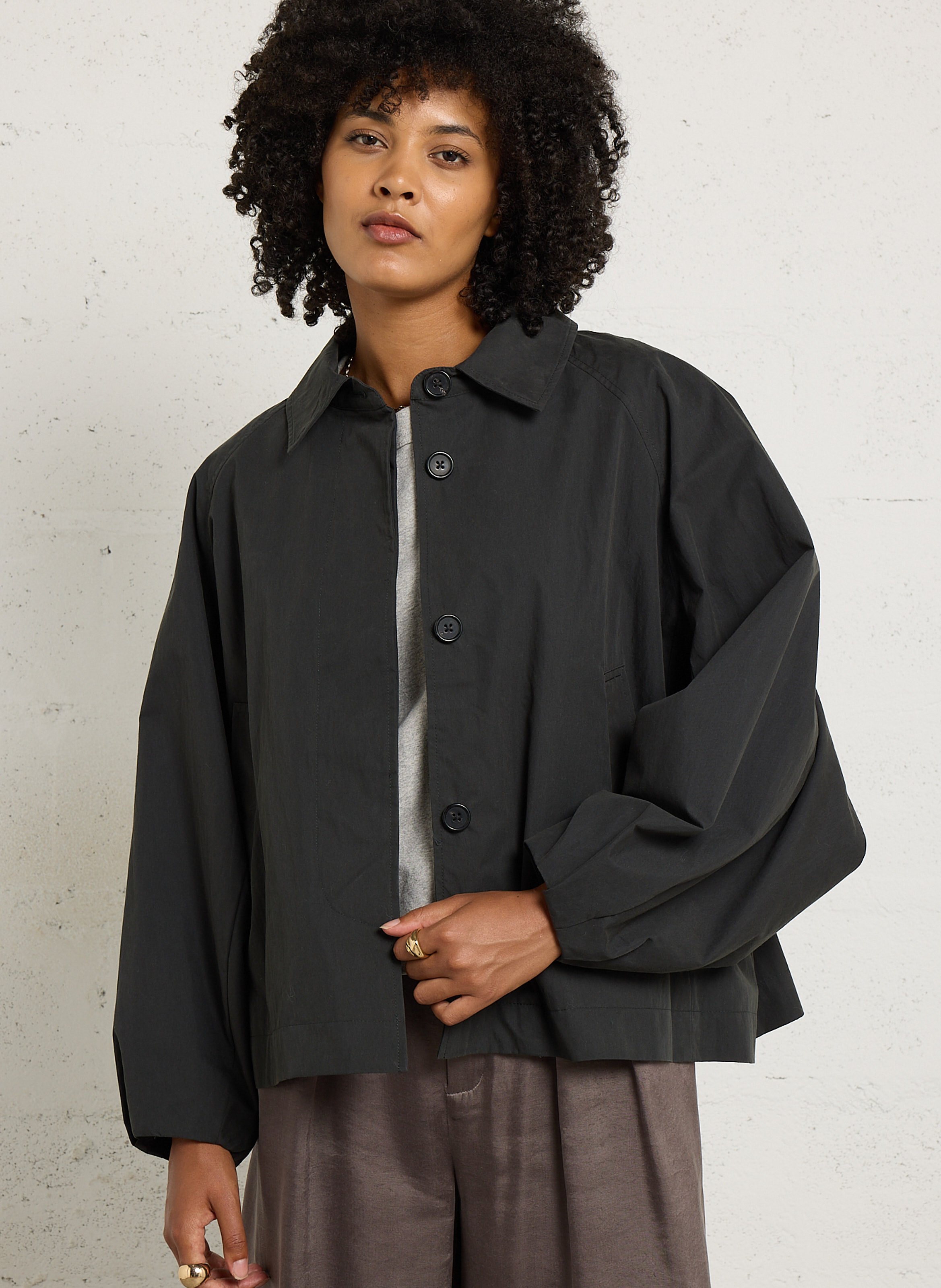 Baumwoll-Mix-Jacke mit klassischem Kragen BELLEROSE Schwarz
