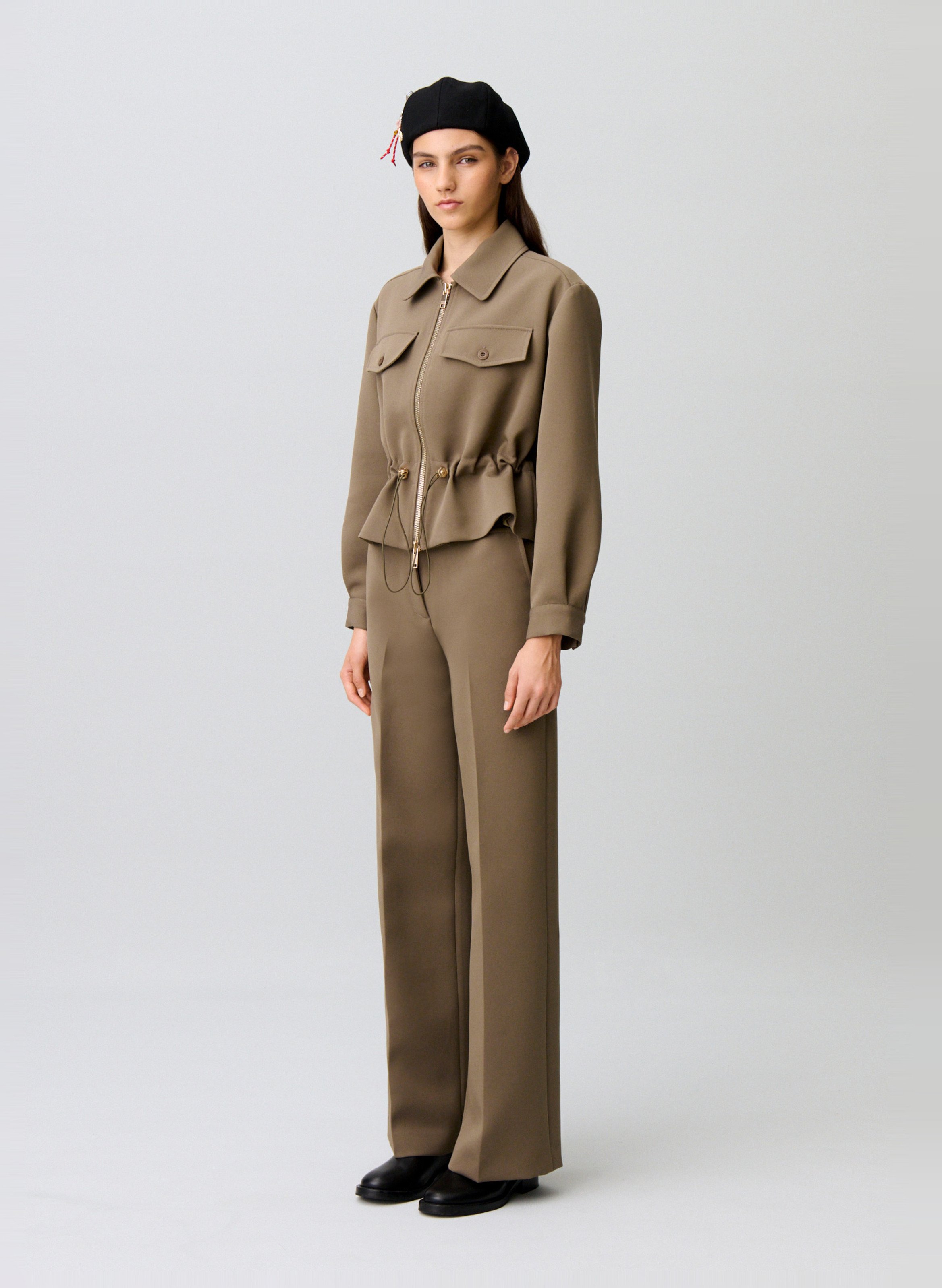 Blouson cintré manches longues uni  CLAUDIE PIERLOT Kaki