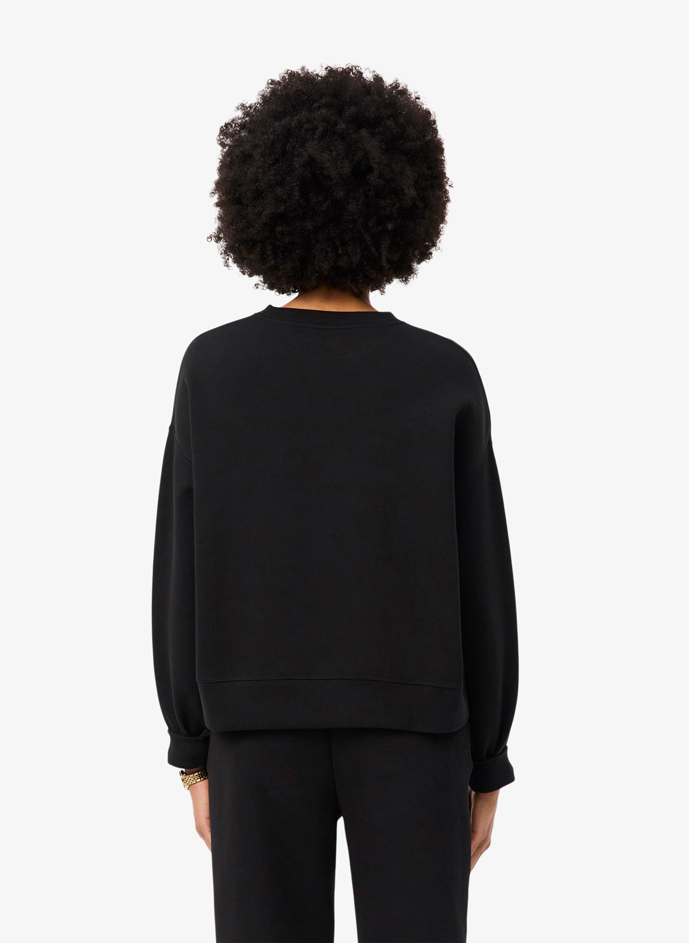 Oversized cotton-blend sweatshirt with round neck LACOSTE Black
