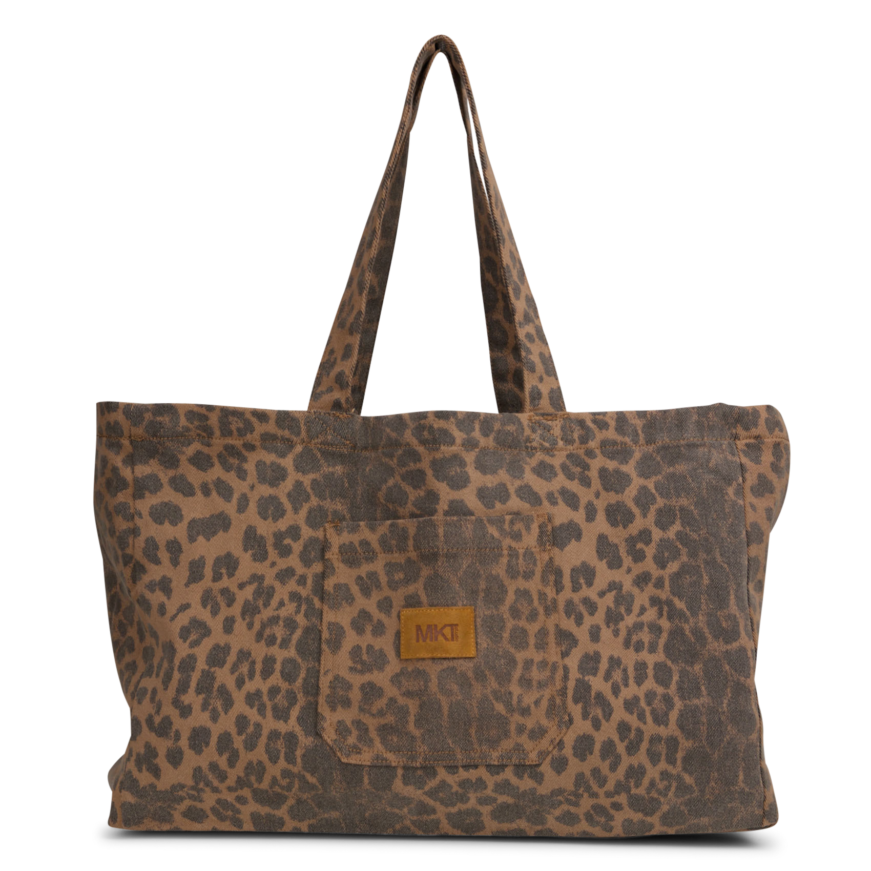 Printed cotton blend shopping bag MKT Brown