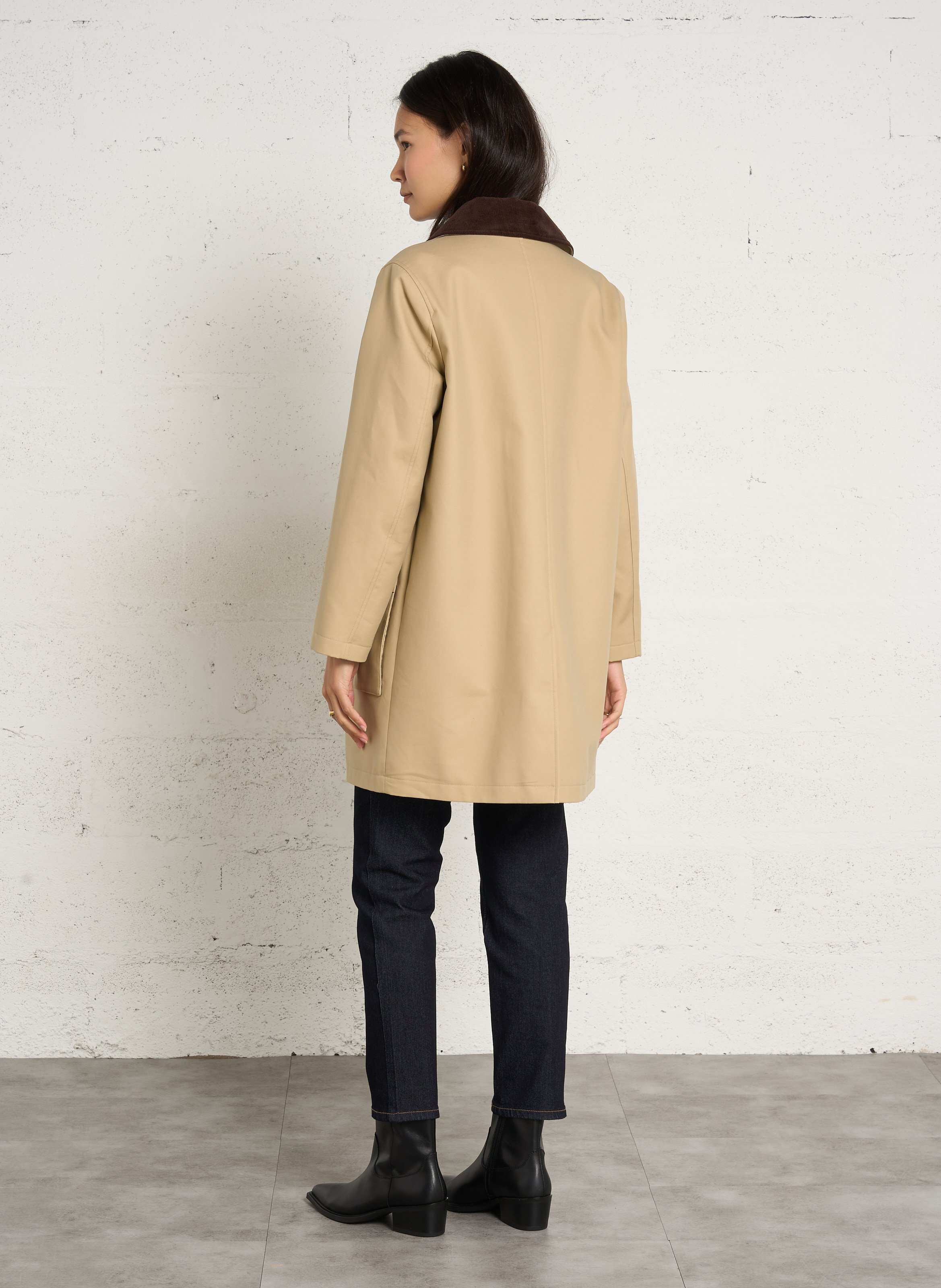 Manteau droit col velours côtelé MAISON 123 Beige