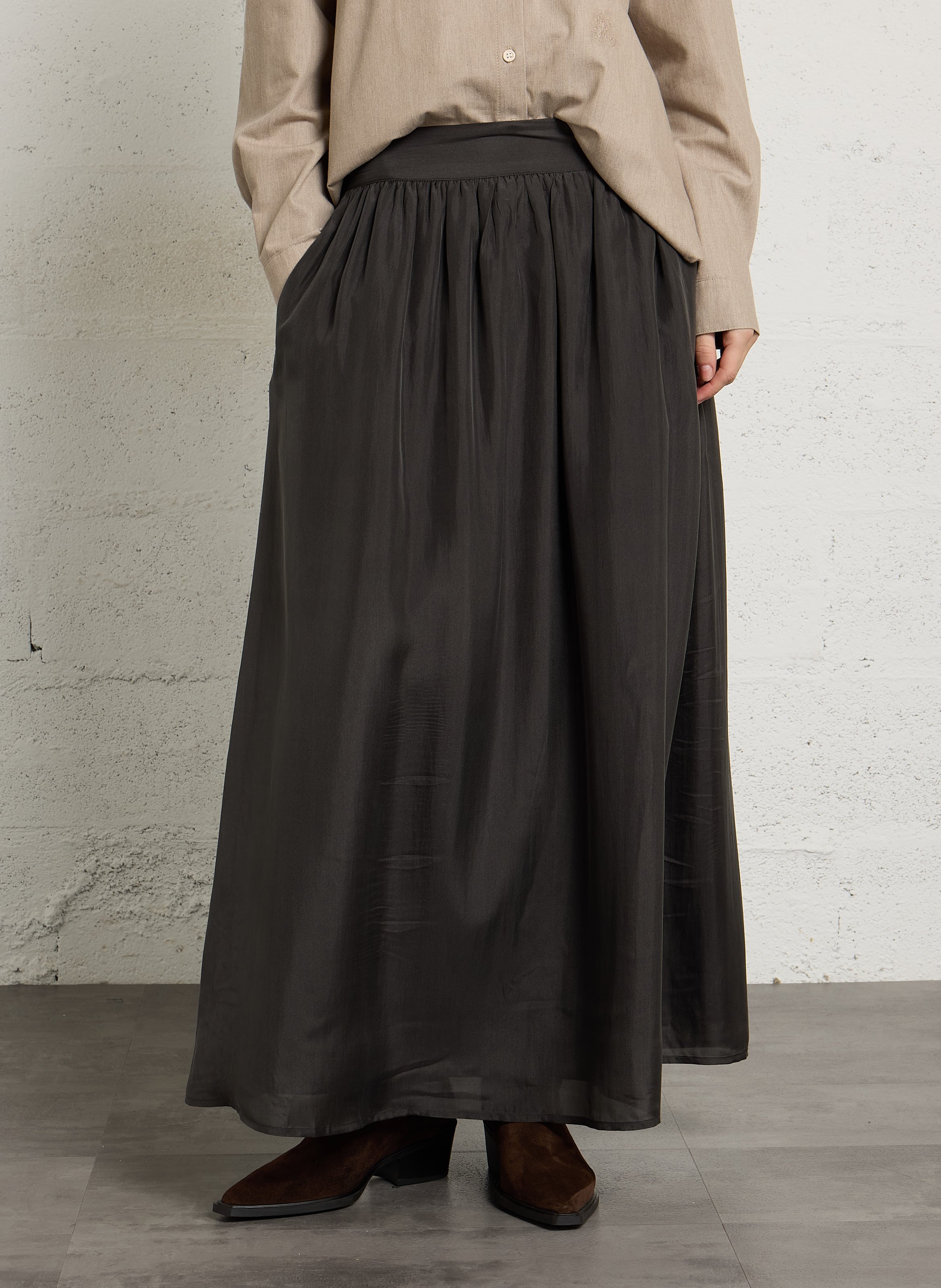 Jupe longue imprimée en coton  BELLEPIECE Gris