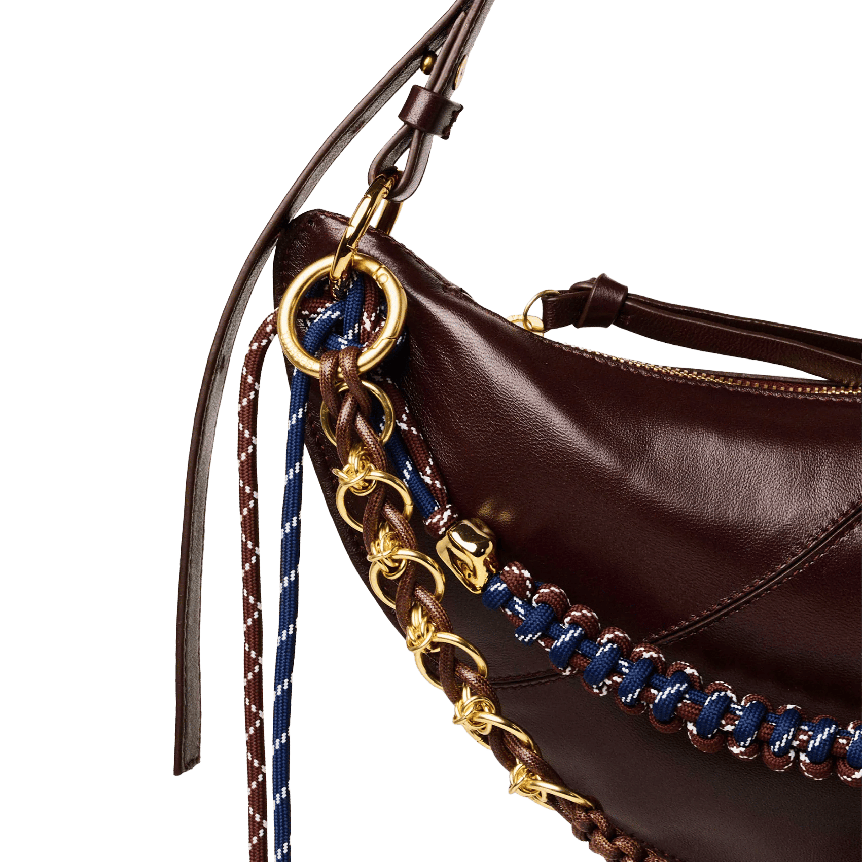 Sac hobo avec détails de surpiqûres en cuir SESSUN Marron