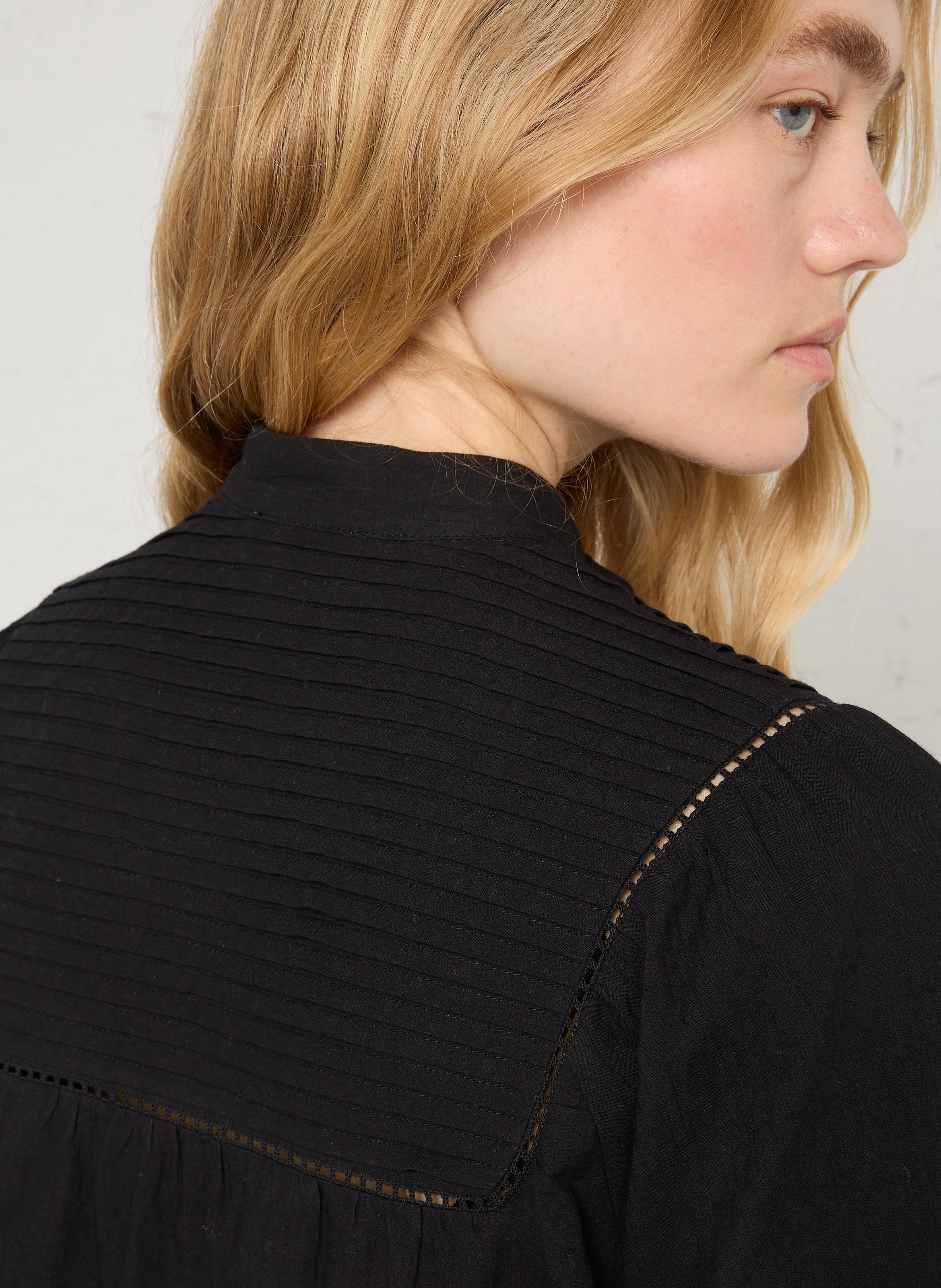 Katoenen blouse met ronde hals THE KORNER Zwart