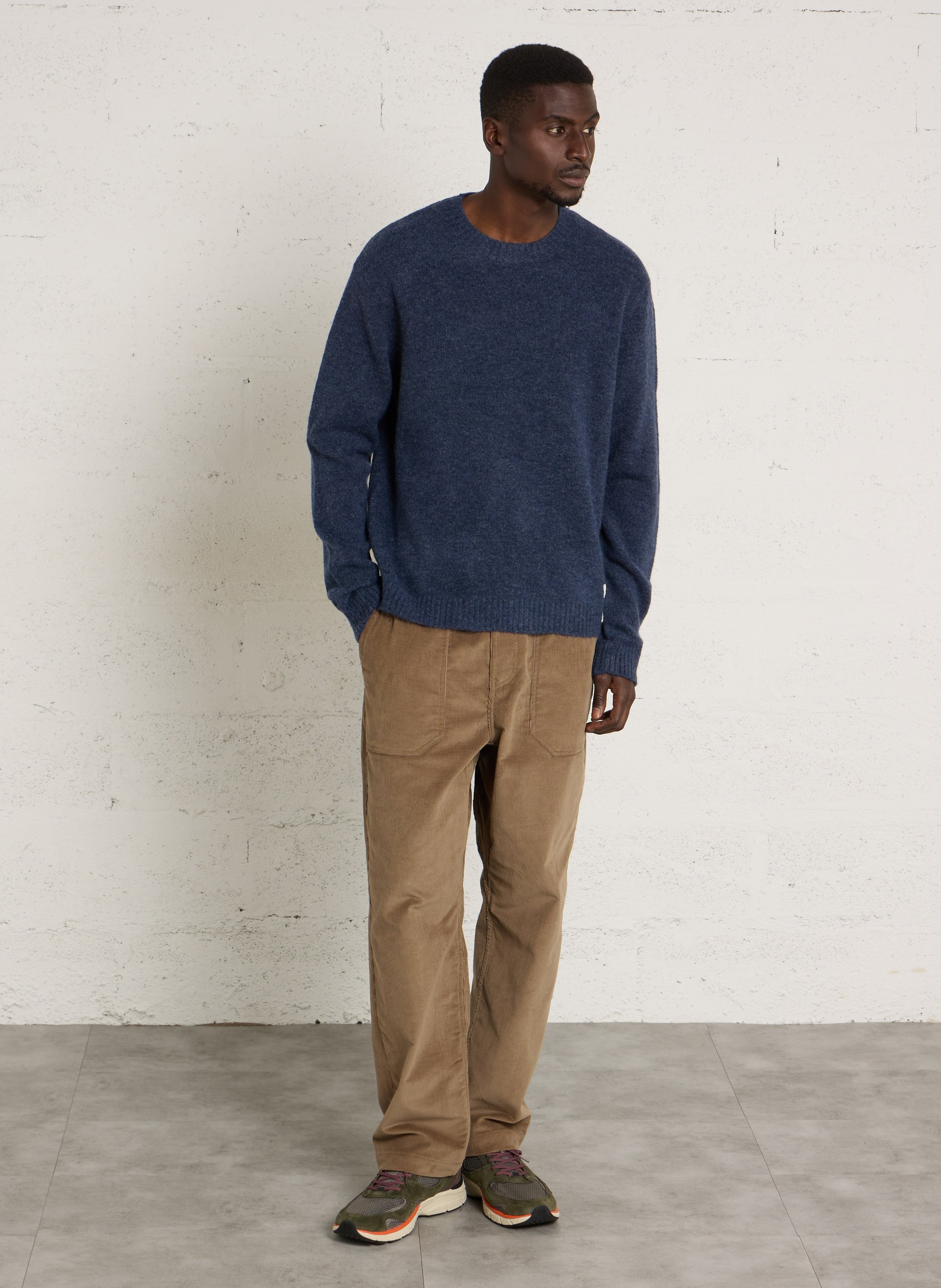 Pull droit col rond en maille mélangée PEPE JEANS Bleu