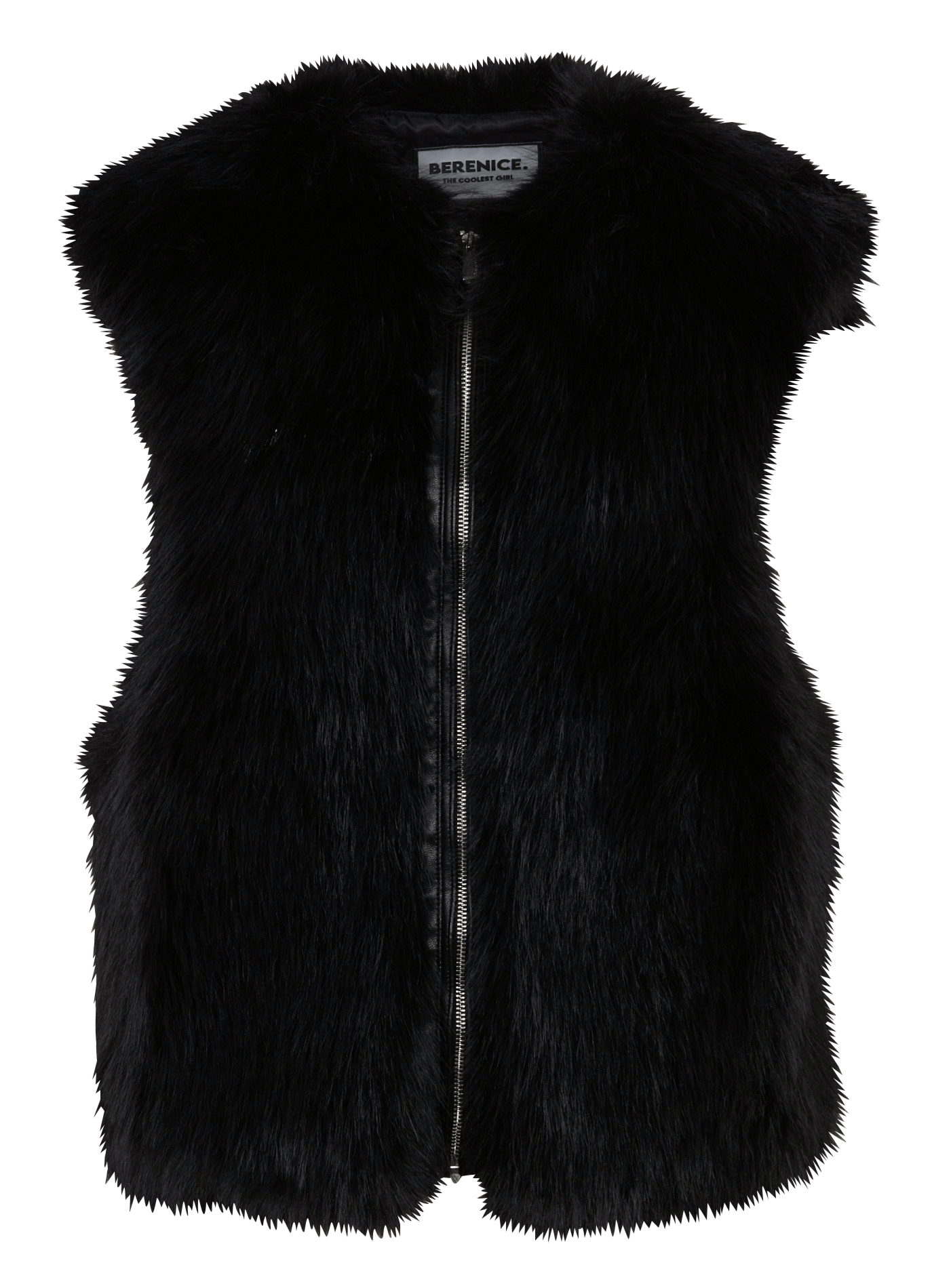 Sleeveless faux fur-effect jacket BERENICE Black