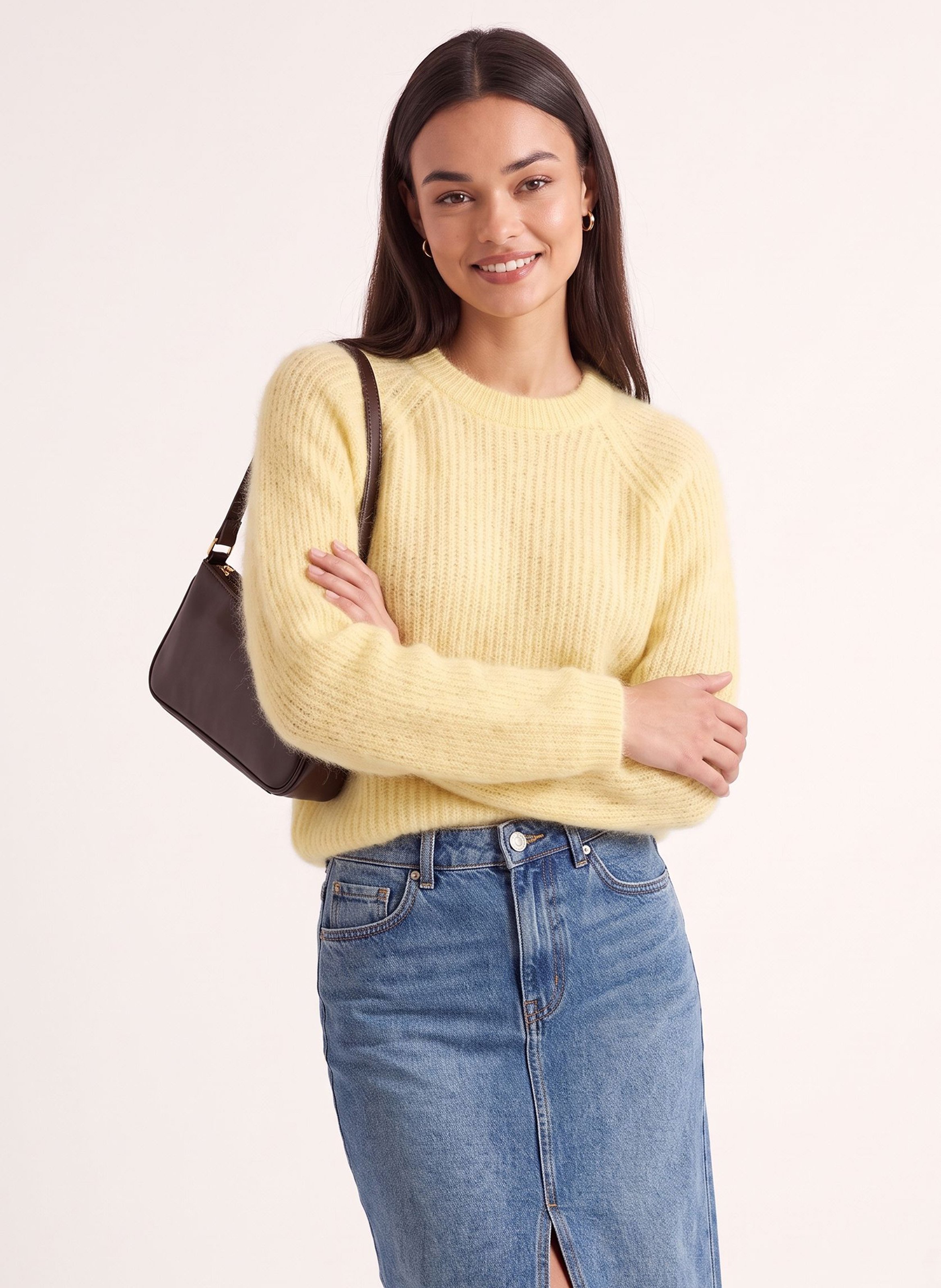 Pull droit col rond en laine mélangée KOOKAI