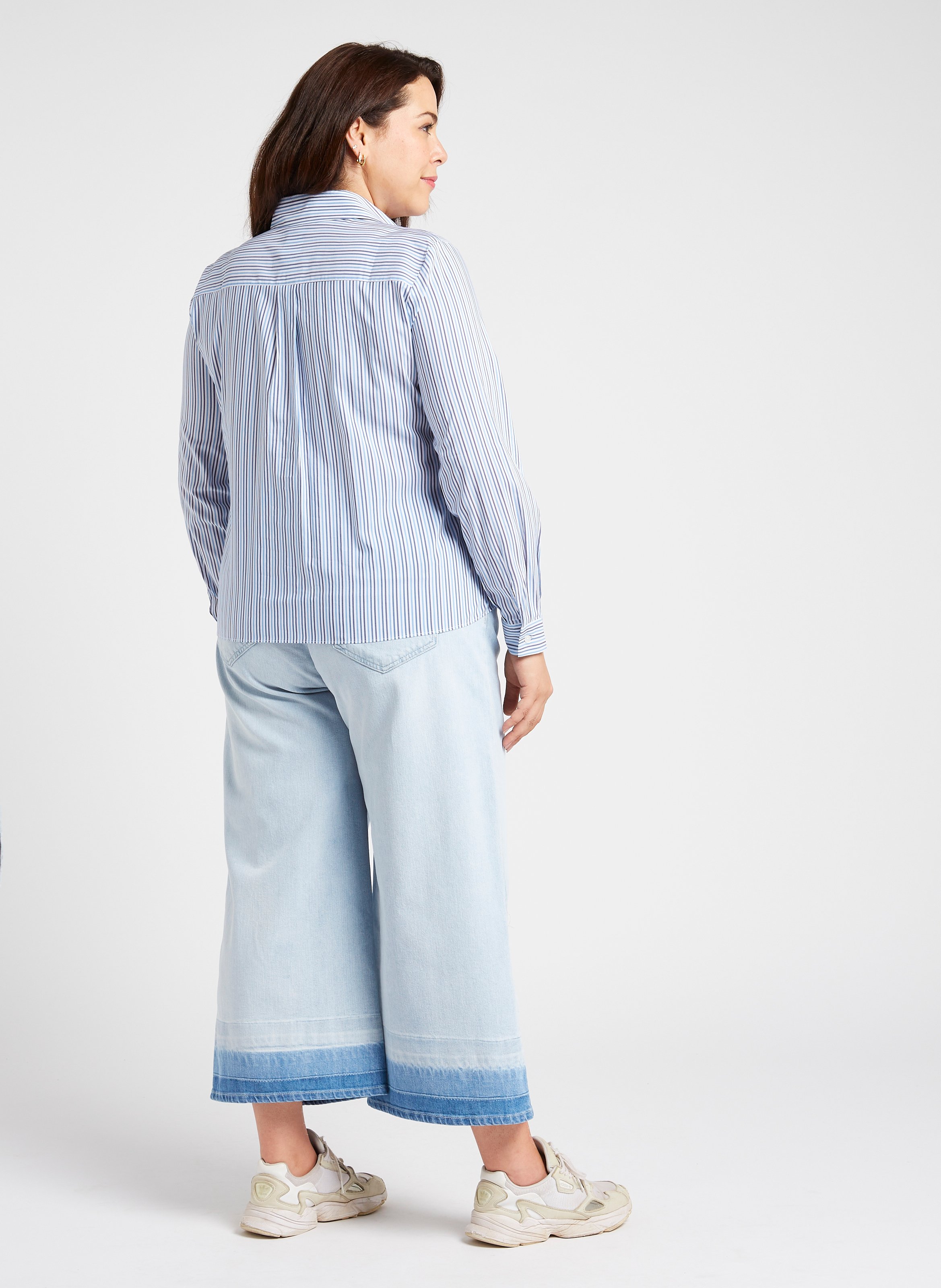 Jean droit en coton mélangé Bleu