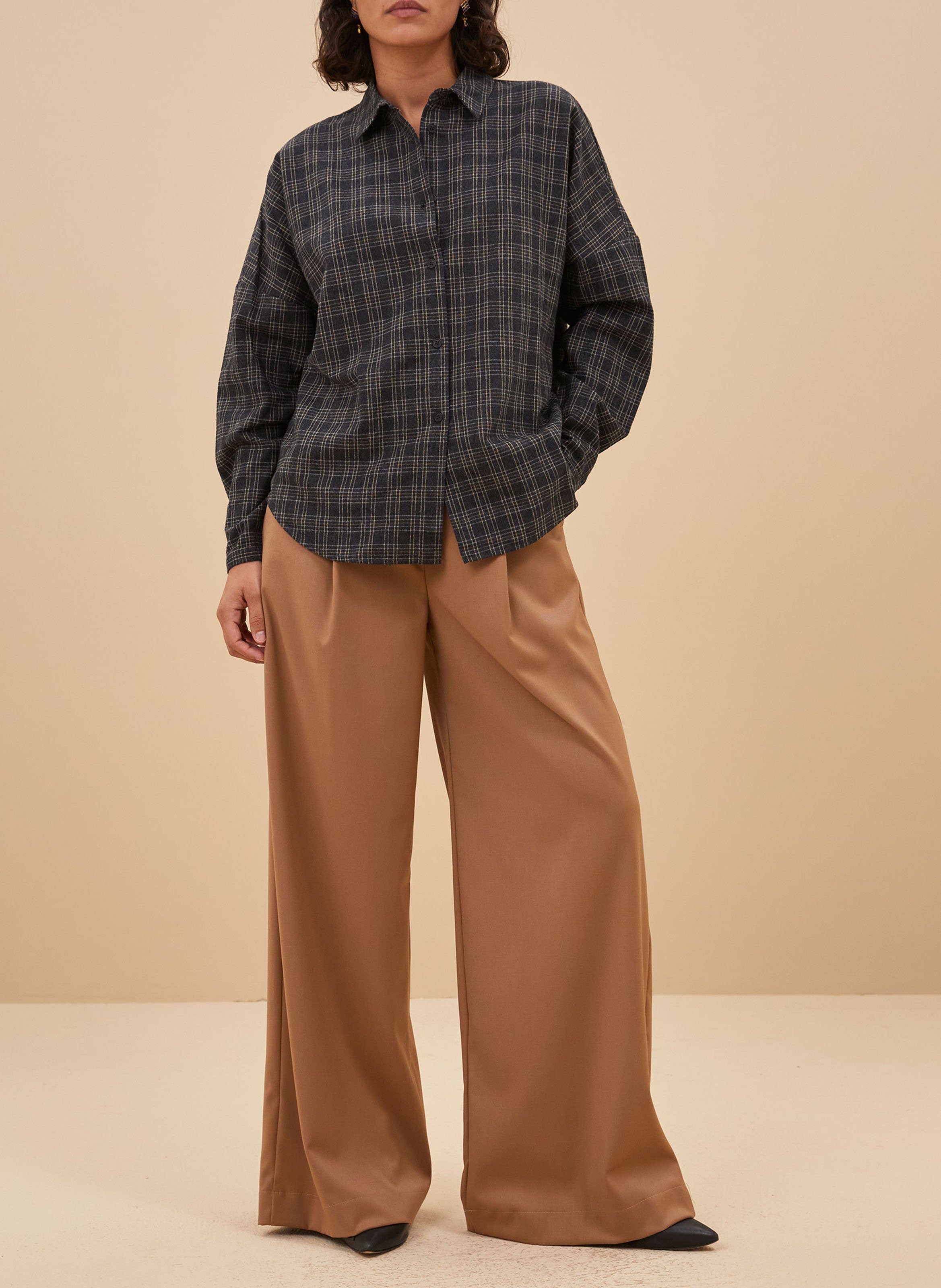 Chemise ample imprimée en coton mélangé BY BAR Gris