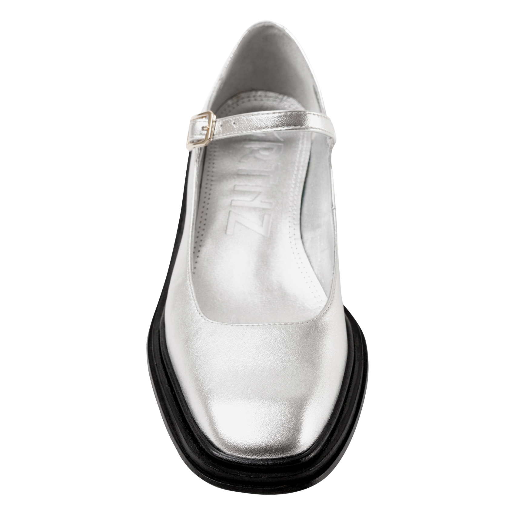 Babies à petits talons en cuir métallisé SOULIER MARTINEZ Argent