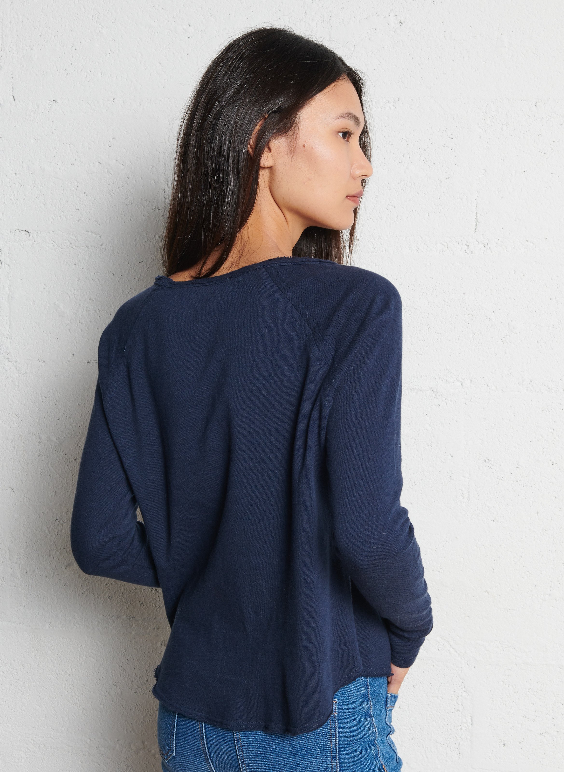 Katoenen T-shirt met boothals Blauw