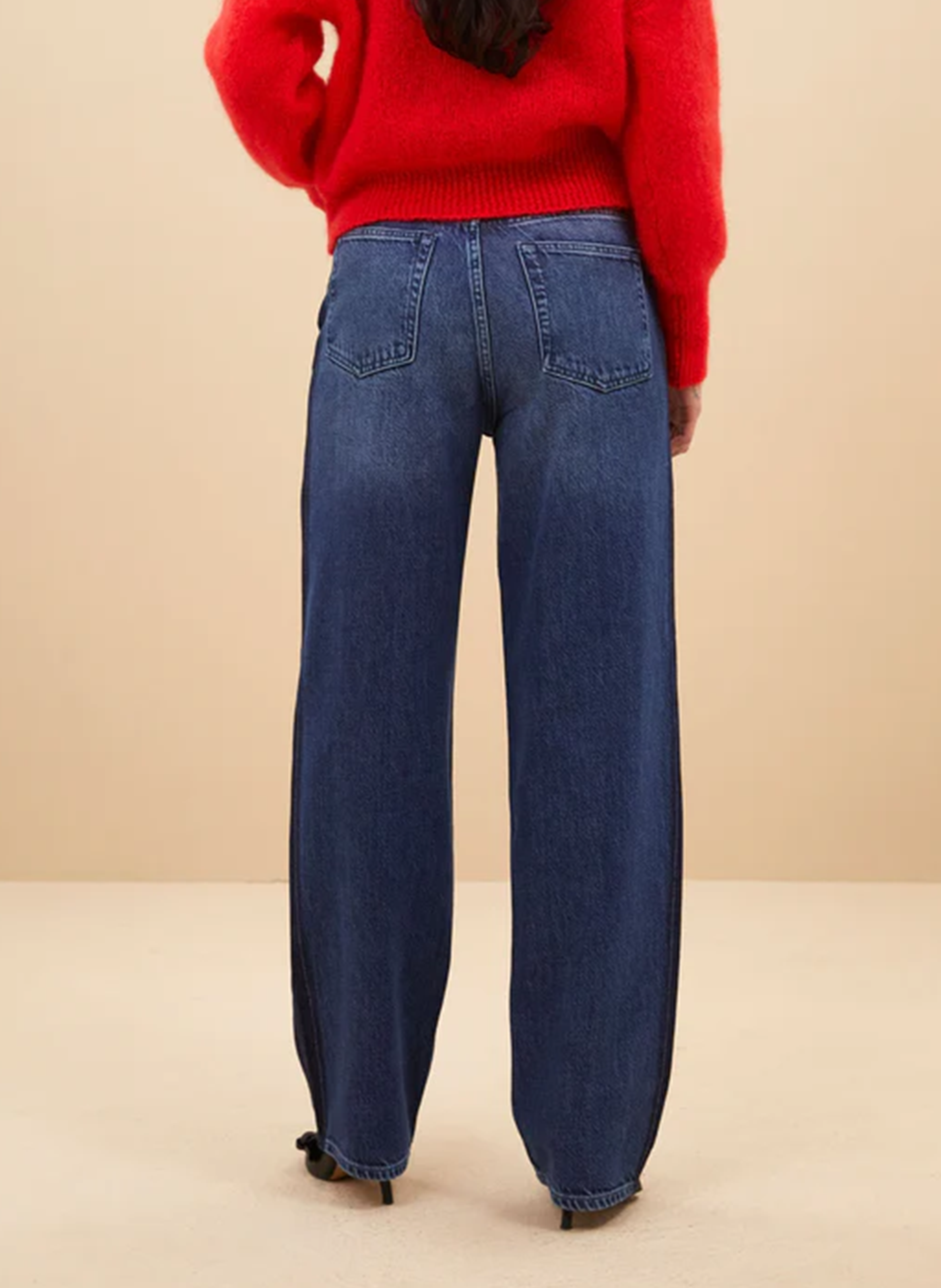 High-rise straight cotton-blend jeans BY BAR Blue