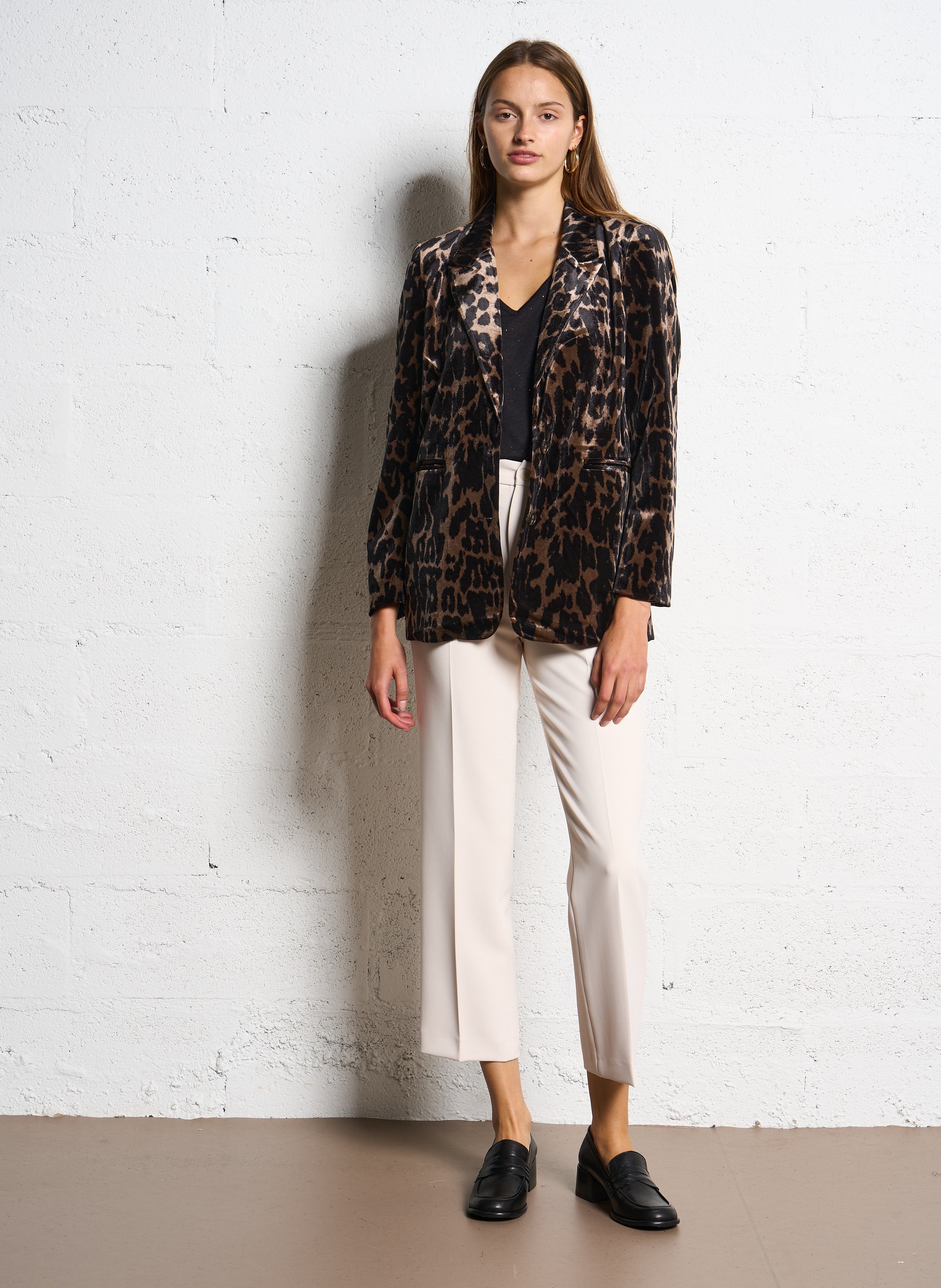 Tee-shirt col V droit pailleté LA PETITE ETOILE Noir