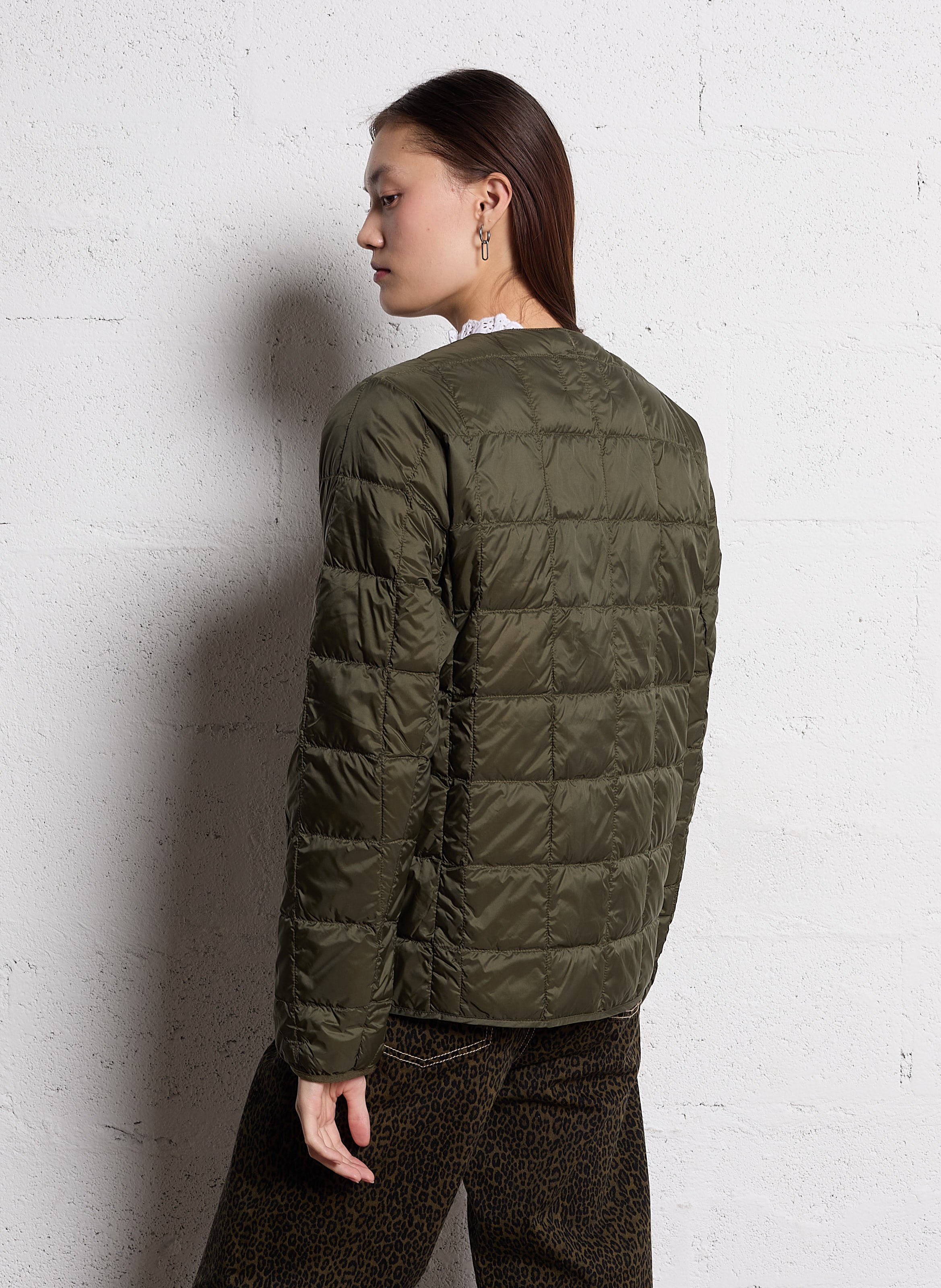 Veste col rond matelassée TAION Kaki