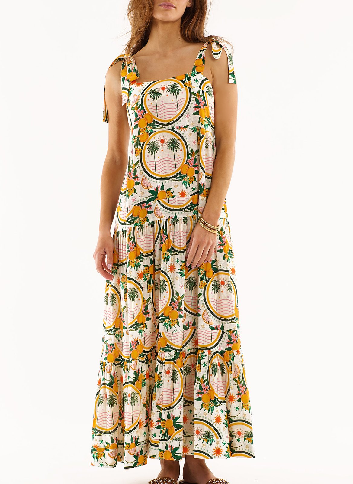 Square Neck Maxi Dress WILD Yellow