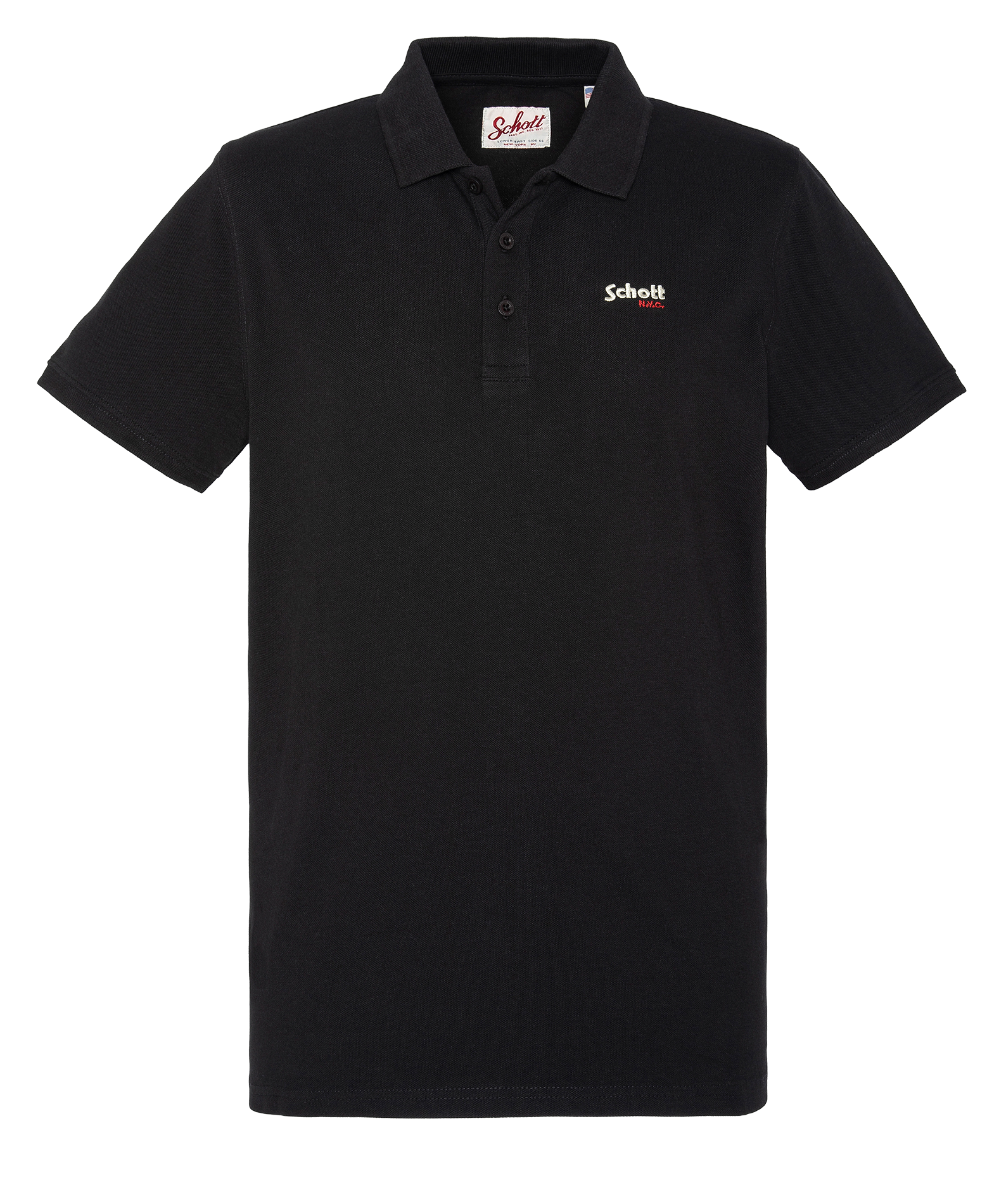 Polo droit en coton SCHOTT Noir