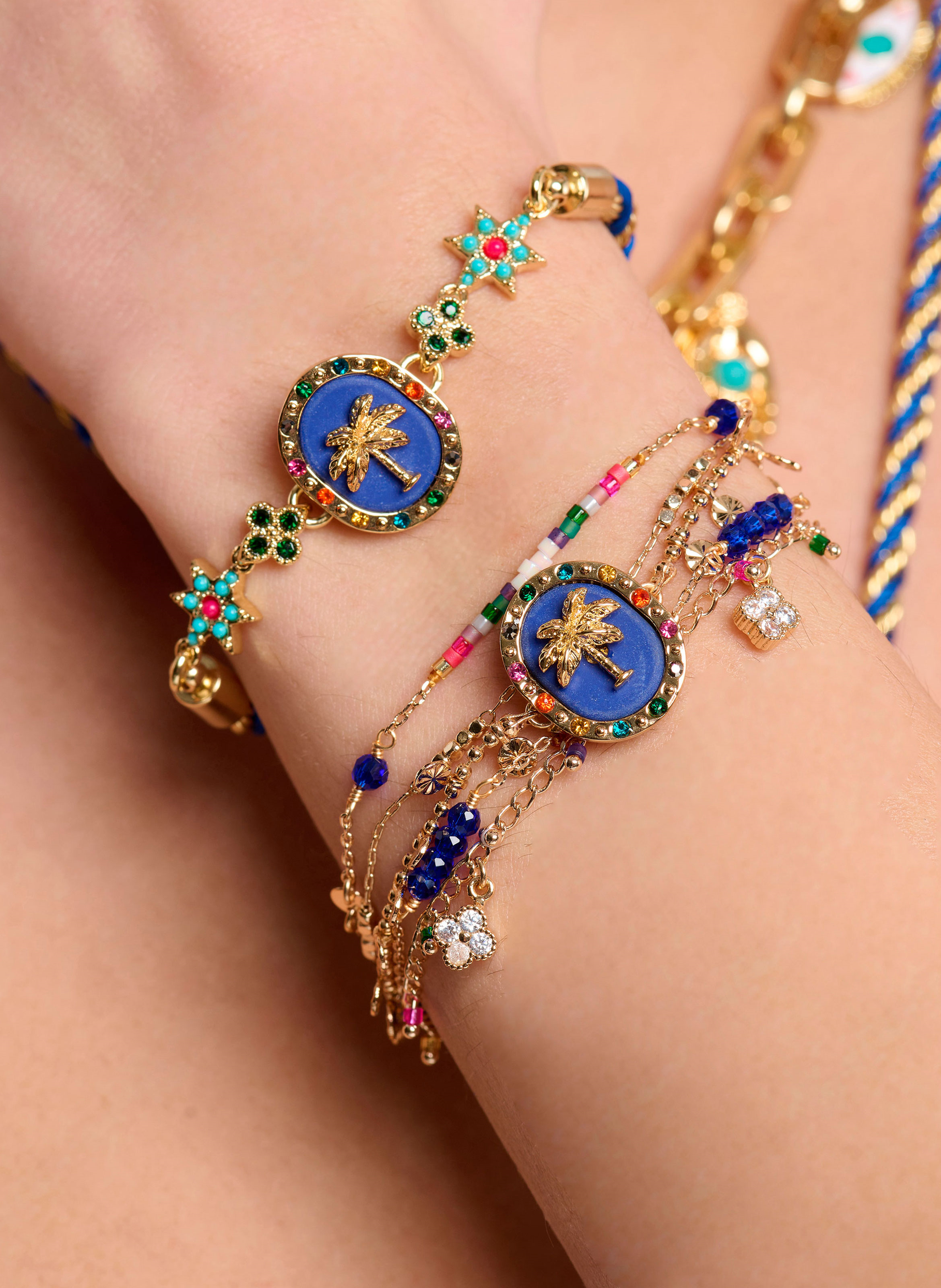 Multistrand bracelet with magnetic clasp and beads HIPANEMA Multicolored