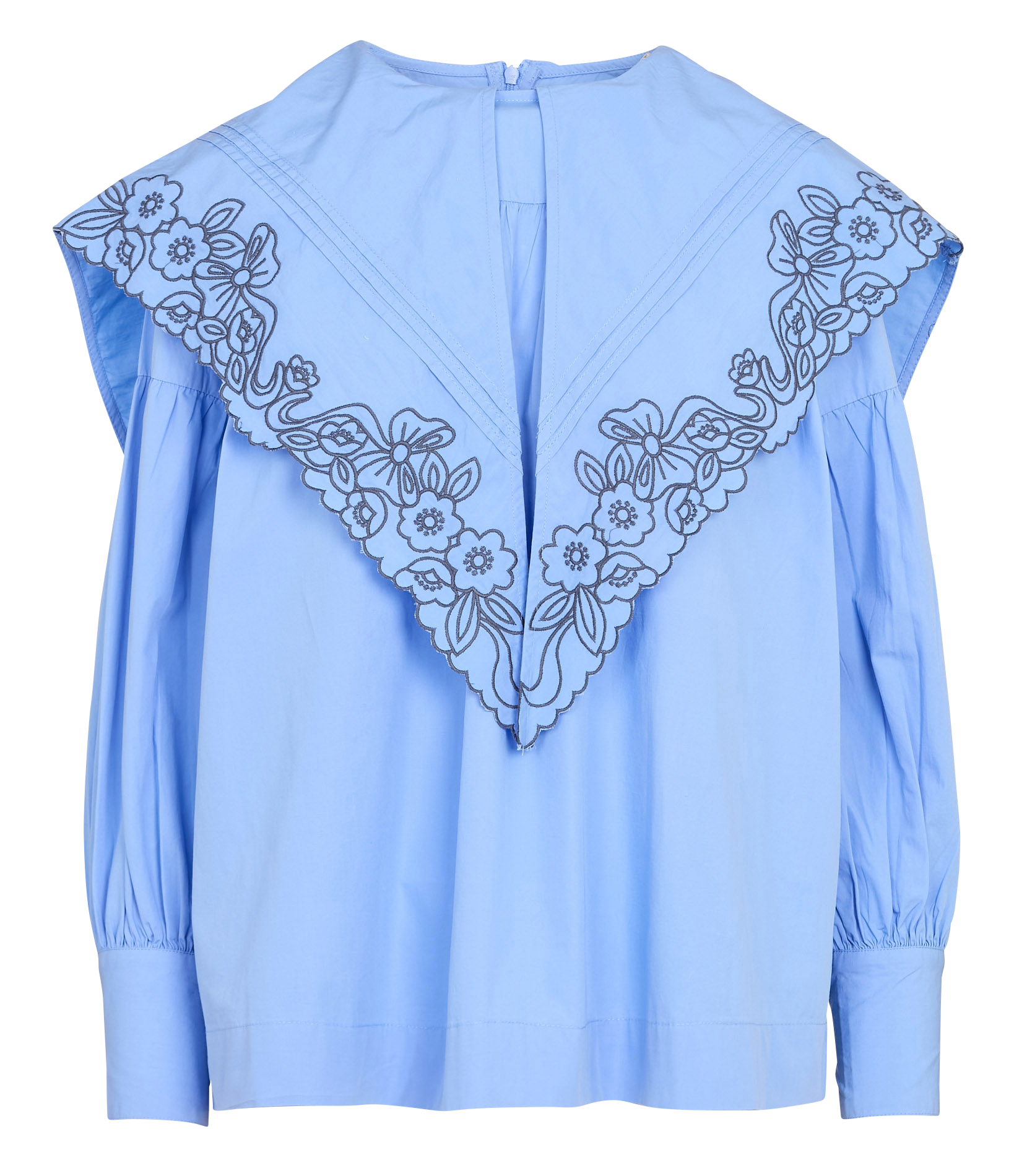 Straight blouse in embroidered organic cotton DAMSON MADDER Blue