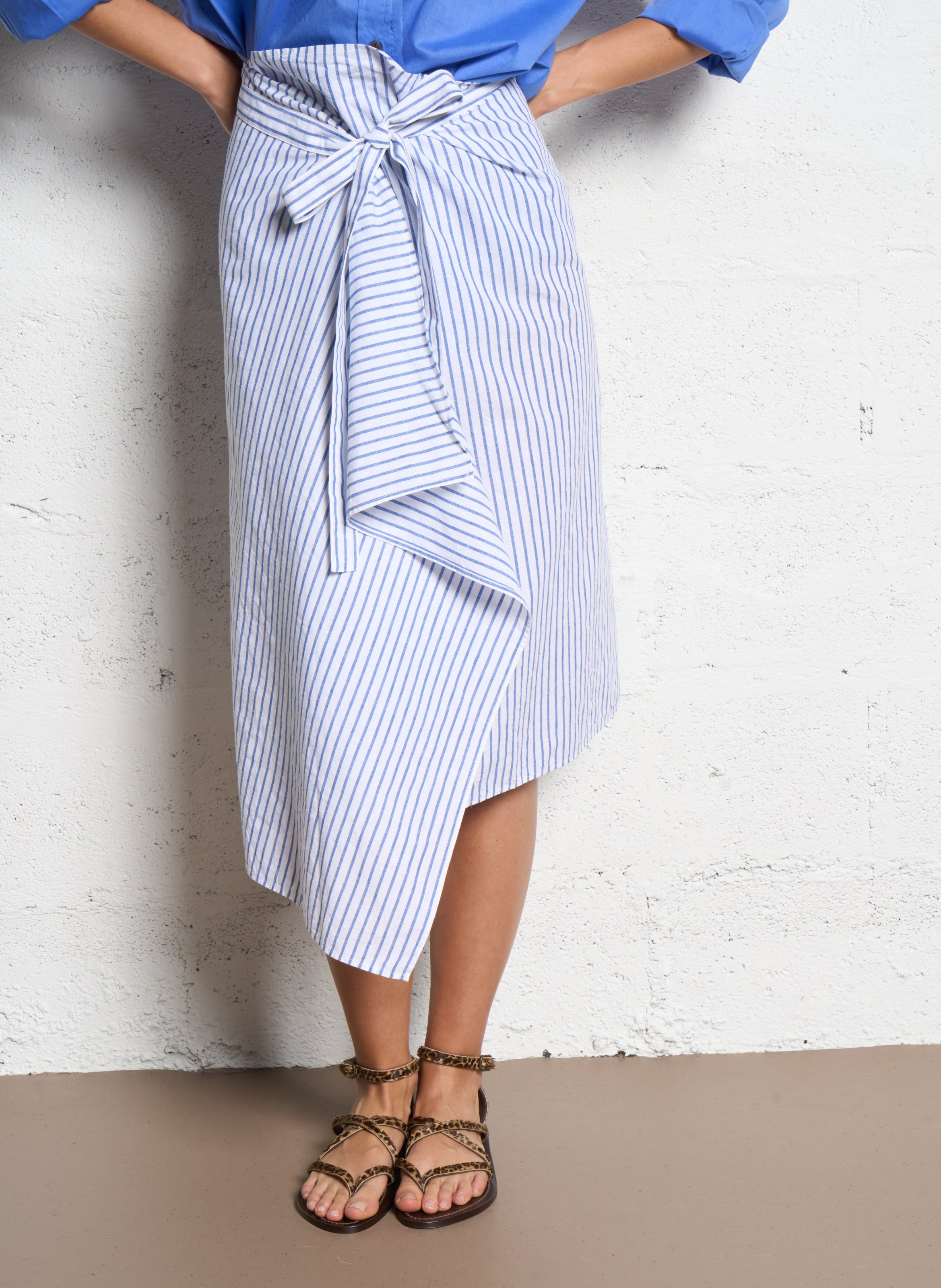 Jupe midi en coton mélangé imprimé DIEGA Blanc