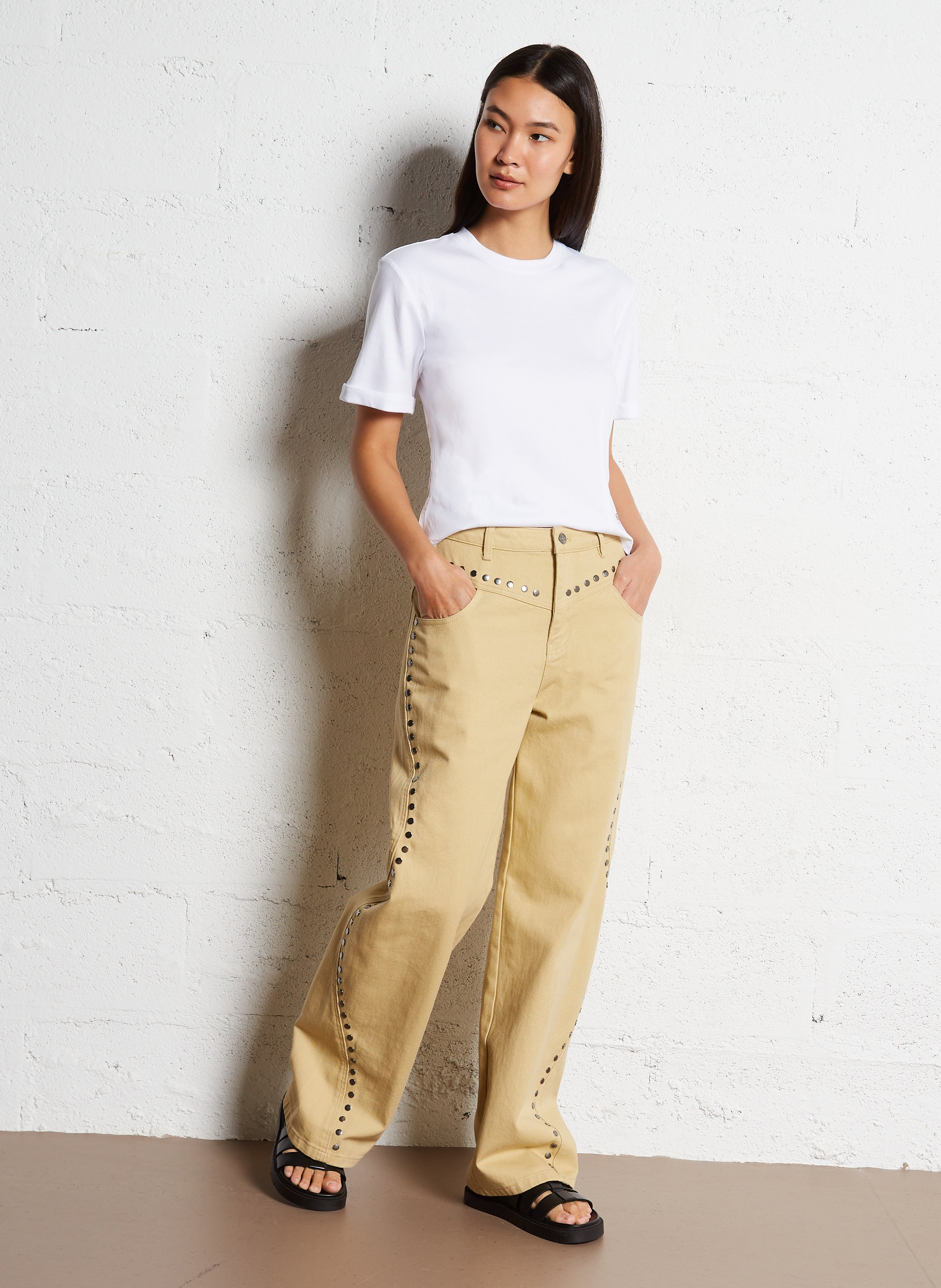 Gerade geschnittenes T-Shirt aus Baumwolle Weiss