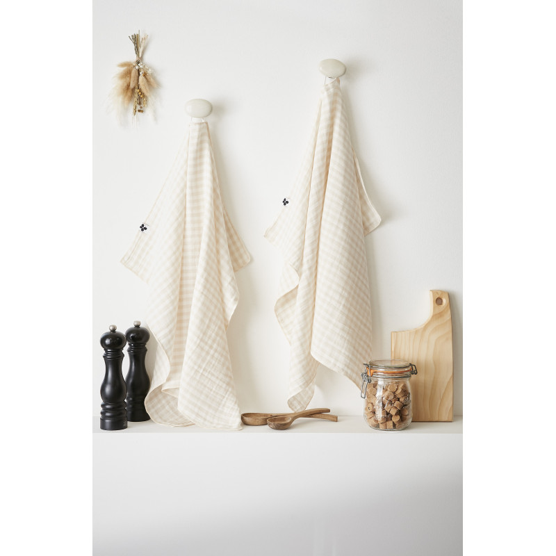 Lot de 2 essuie-mains en gaze de coton L'EFFET PAPILLON