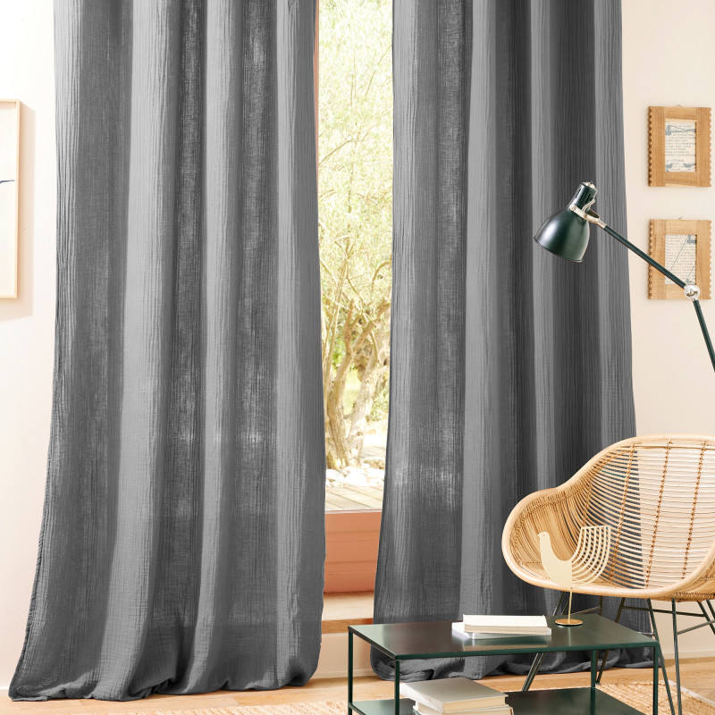Blackout curtains lined with fleece COTON PUR Grey