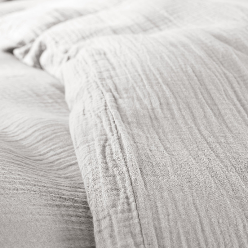 Parure de draps 4 pièces "noah" gaze de coton pour lit 2 places 160 cm COTON PUR Gris