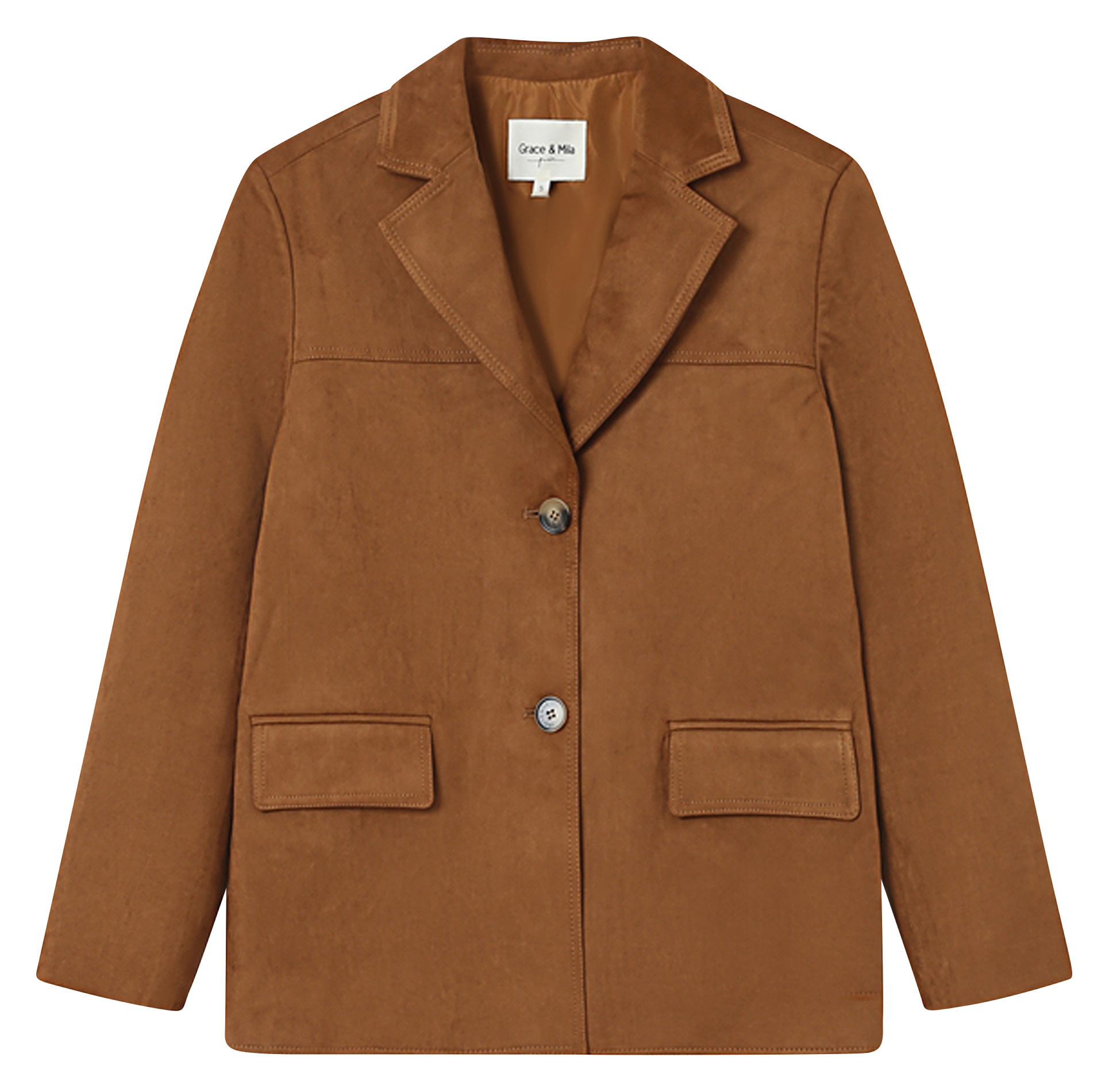 Cotton-blend cardigan with tailored collar GRACE ET MILA Brown