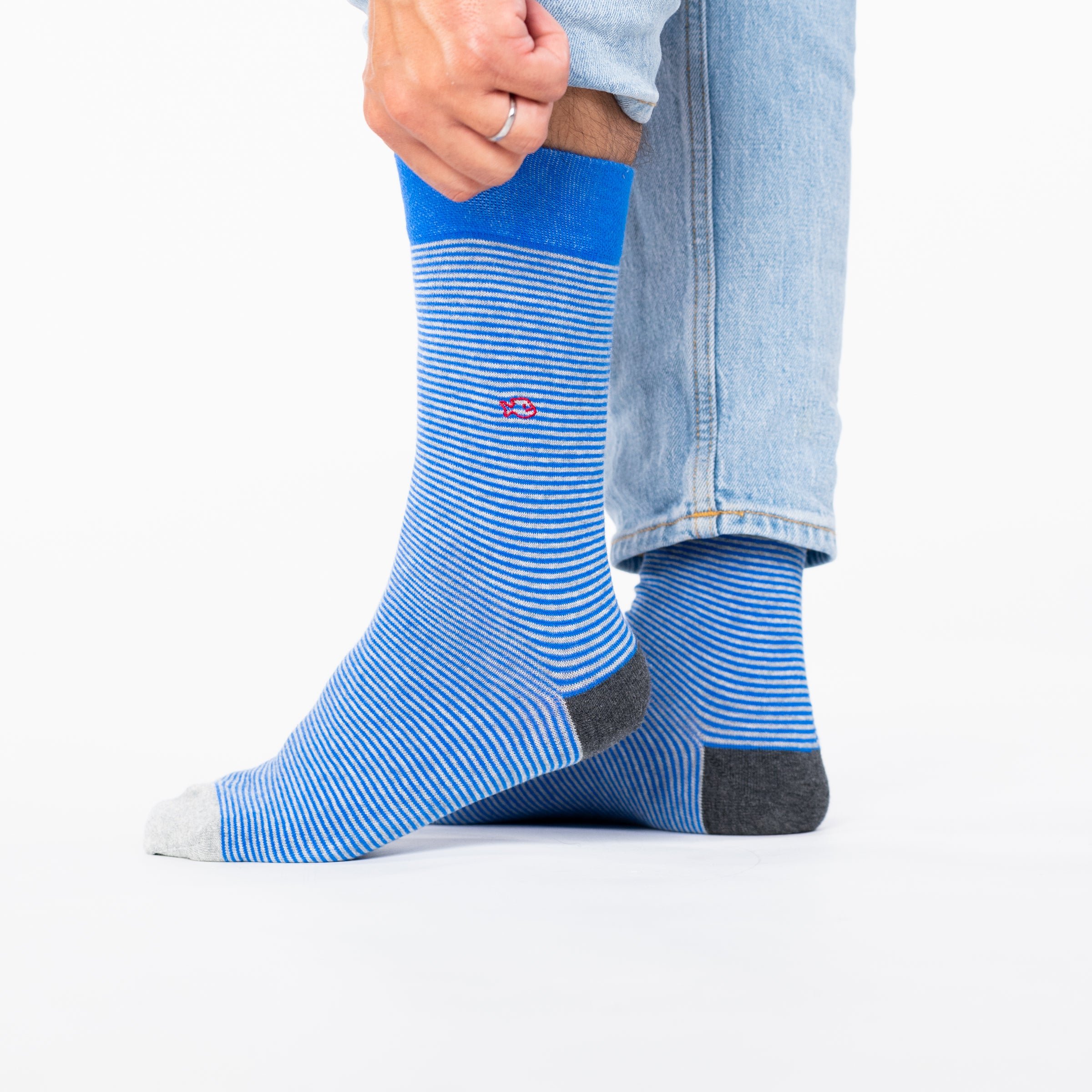 Striped combed cotton socks BILLYBELT Blue
