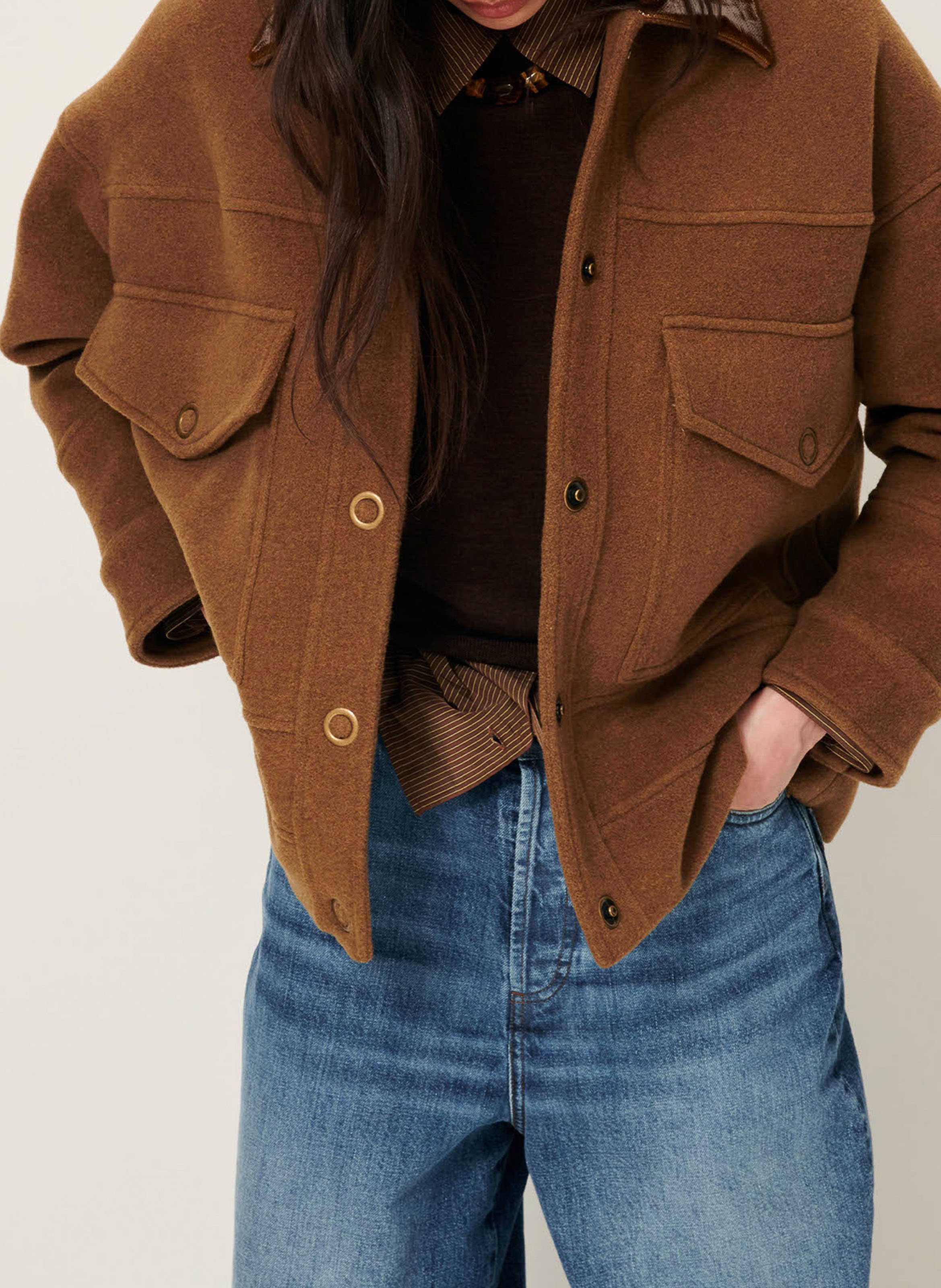 Kurzer Mantel aus Wollmix mit klassischem Kragen SESSUN Braun