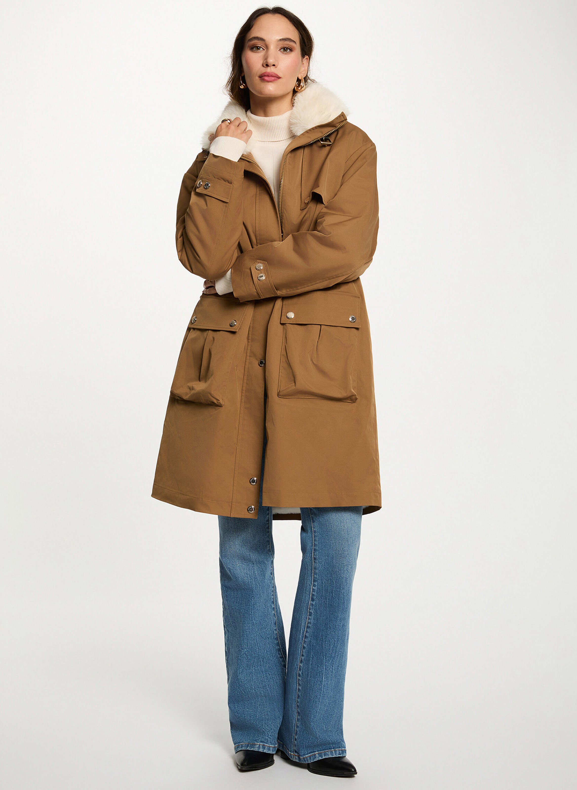 Oversized jas met opstaande kraag MORGAN Bruin