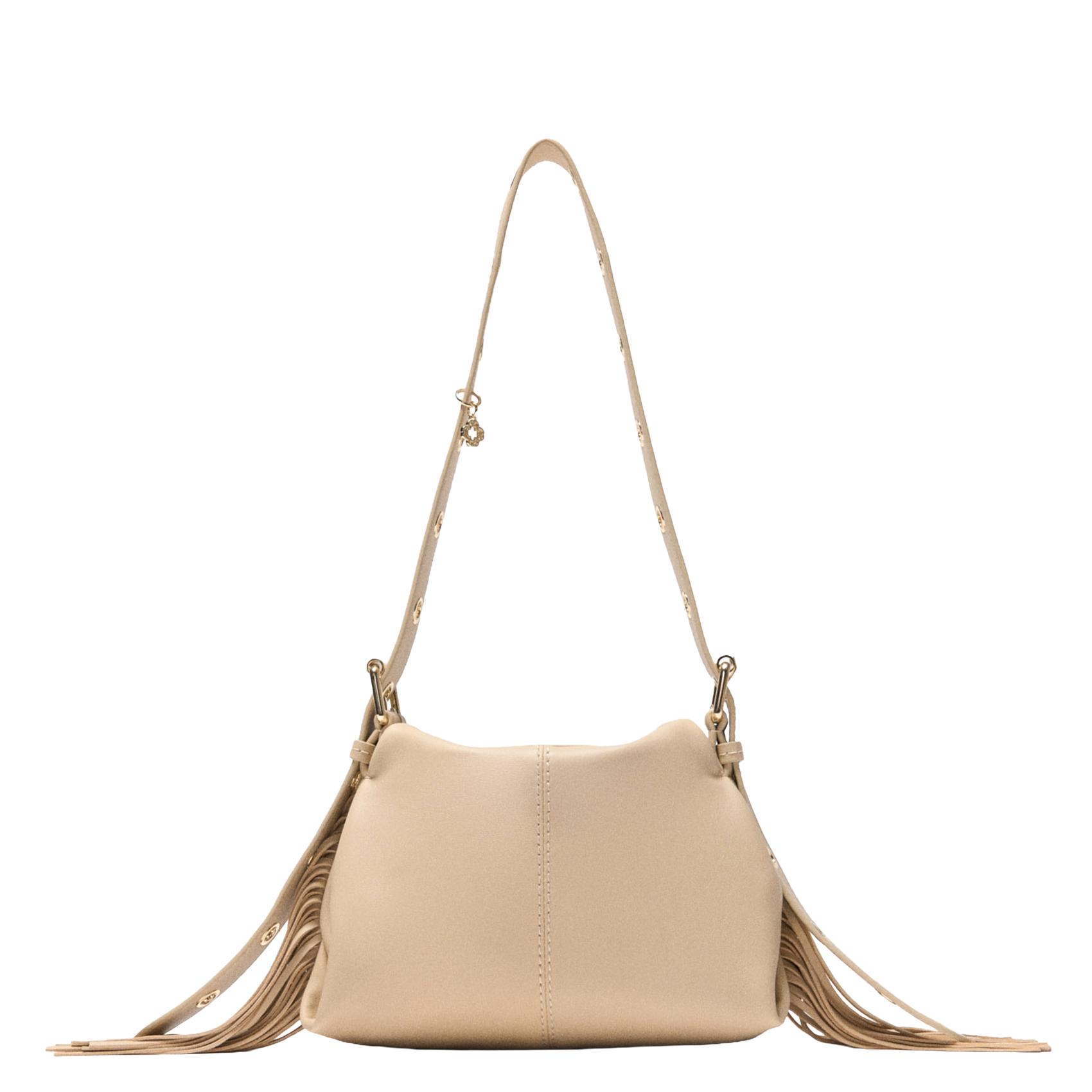 Gladde, leren schoudertas MAJE Beige