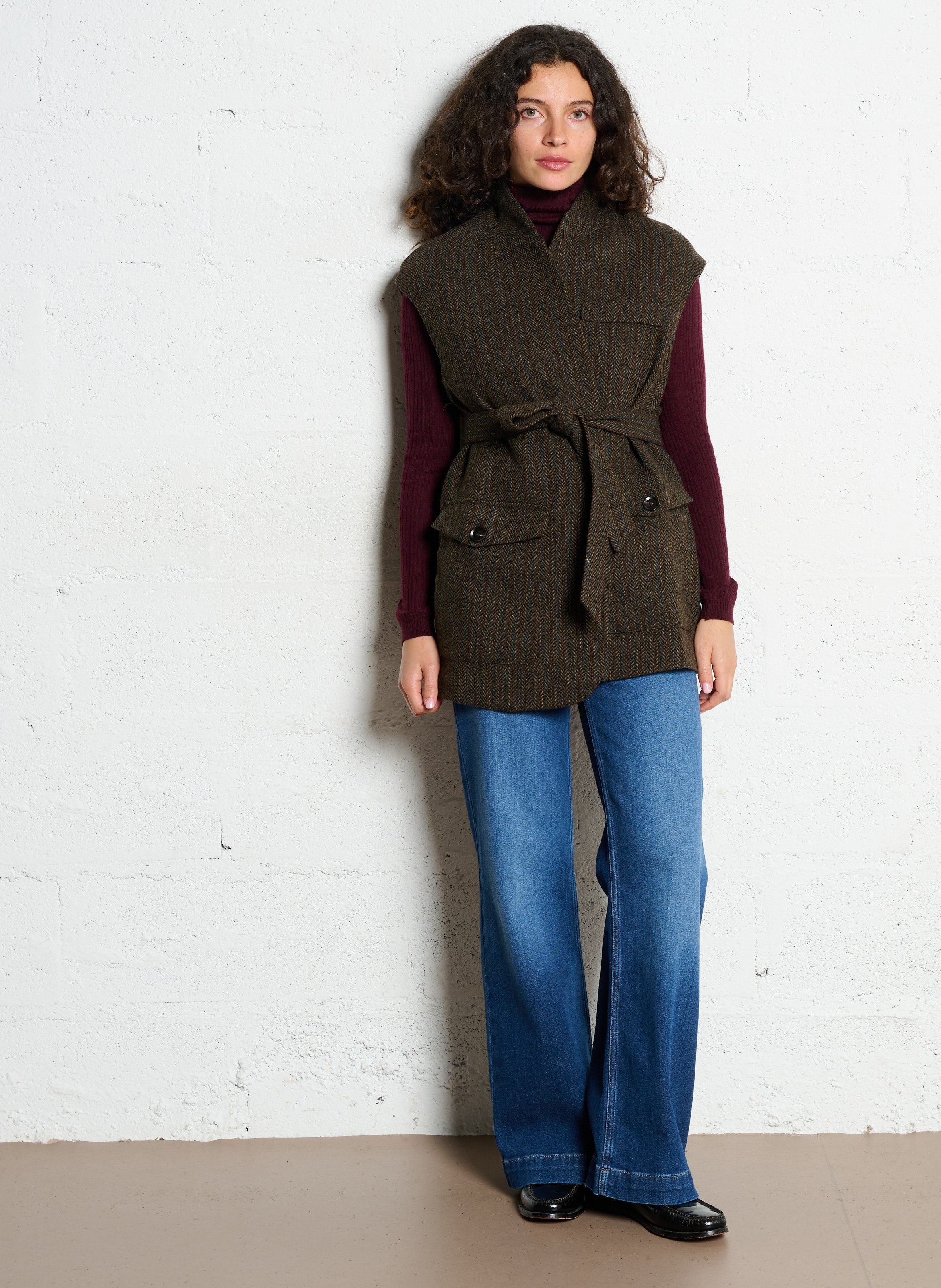 Oversized shawl collar printed jacket LA PETITE ETOILE Brown