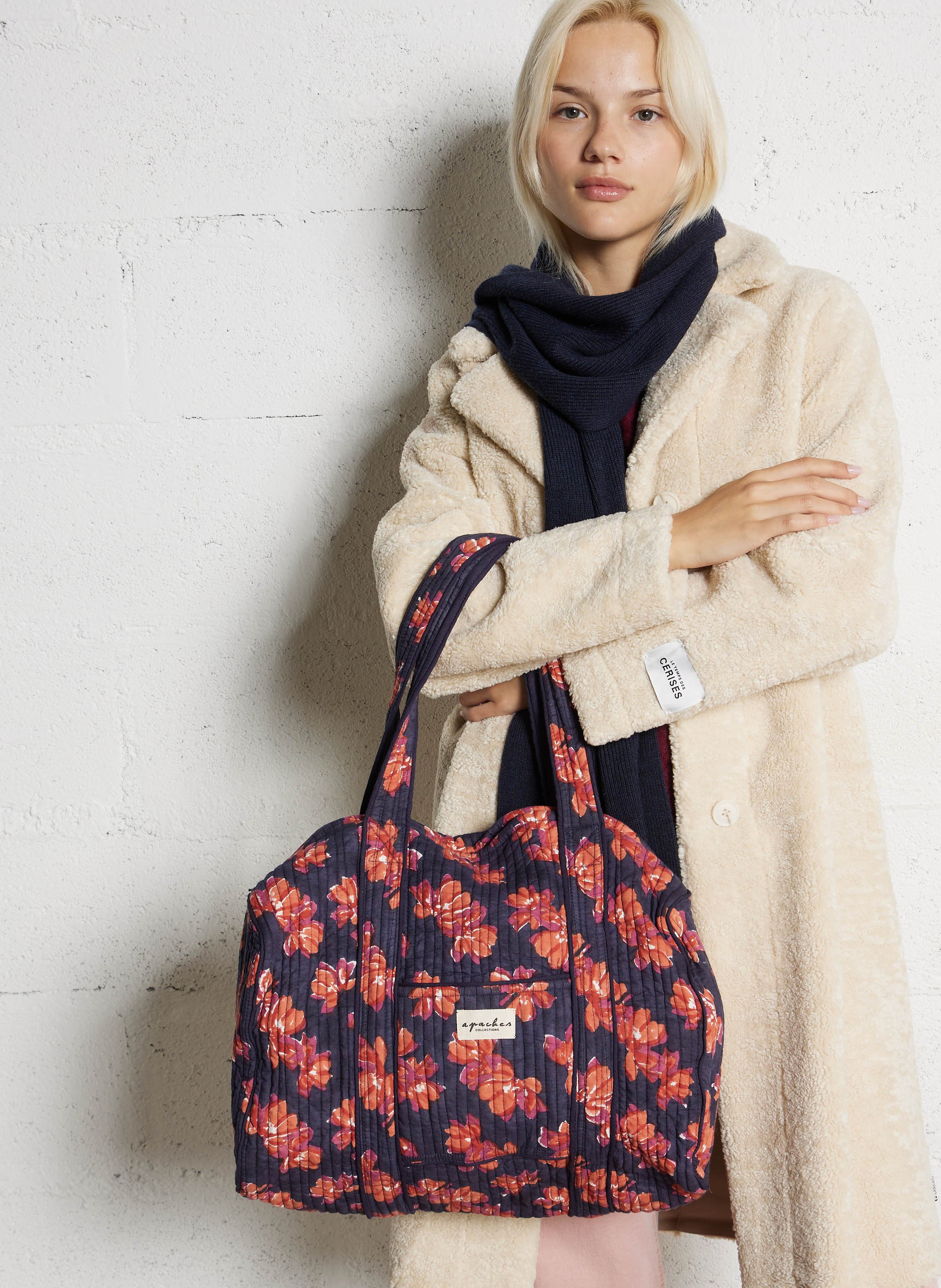 Printed cotton weekend bag APACHES COLLECTIONS Blue