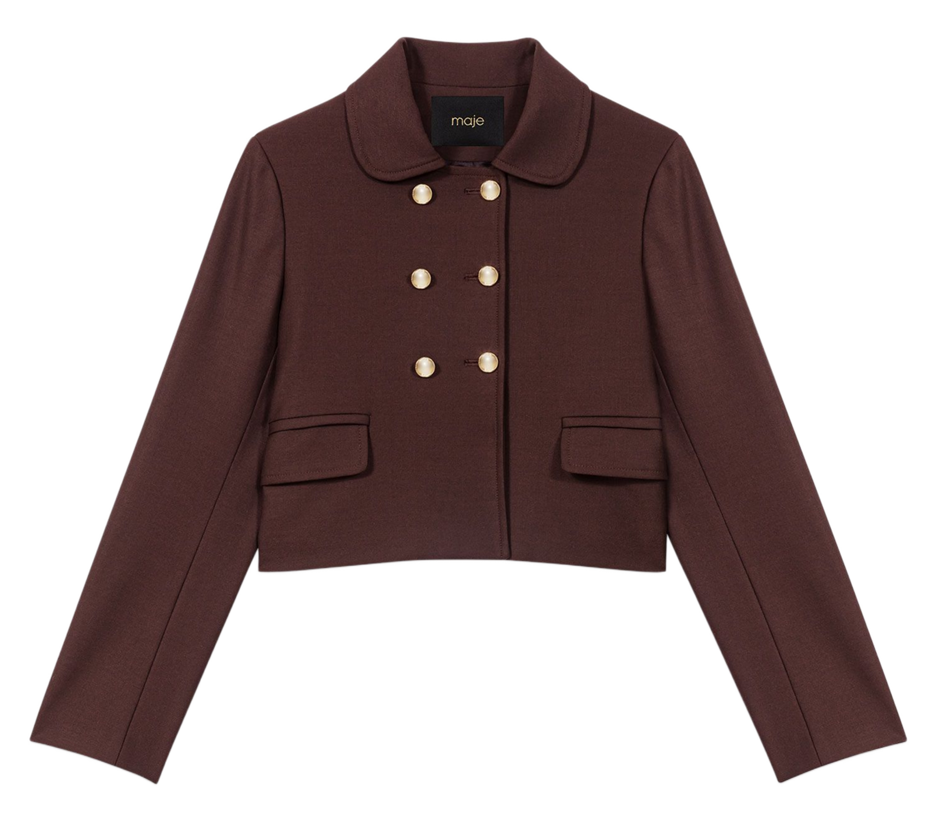 Veste courte droite col classique MAJE Marron