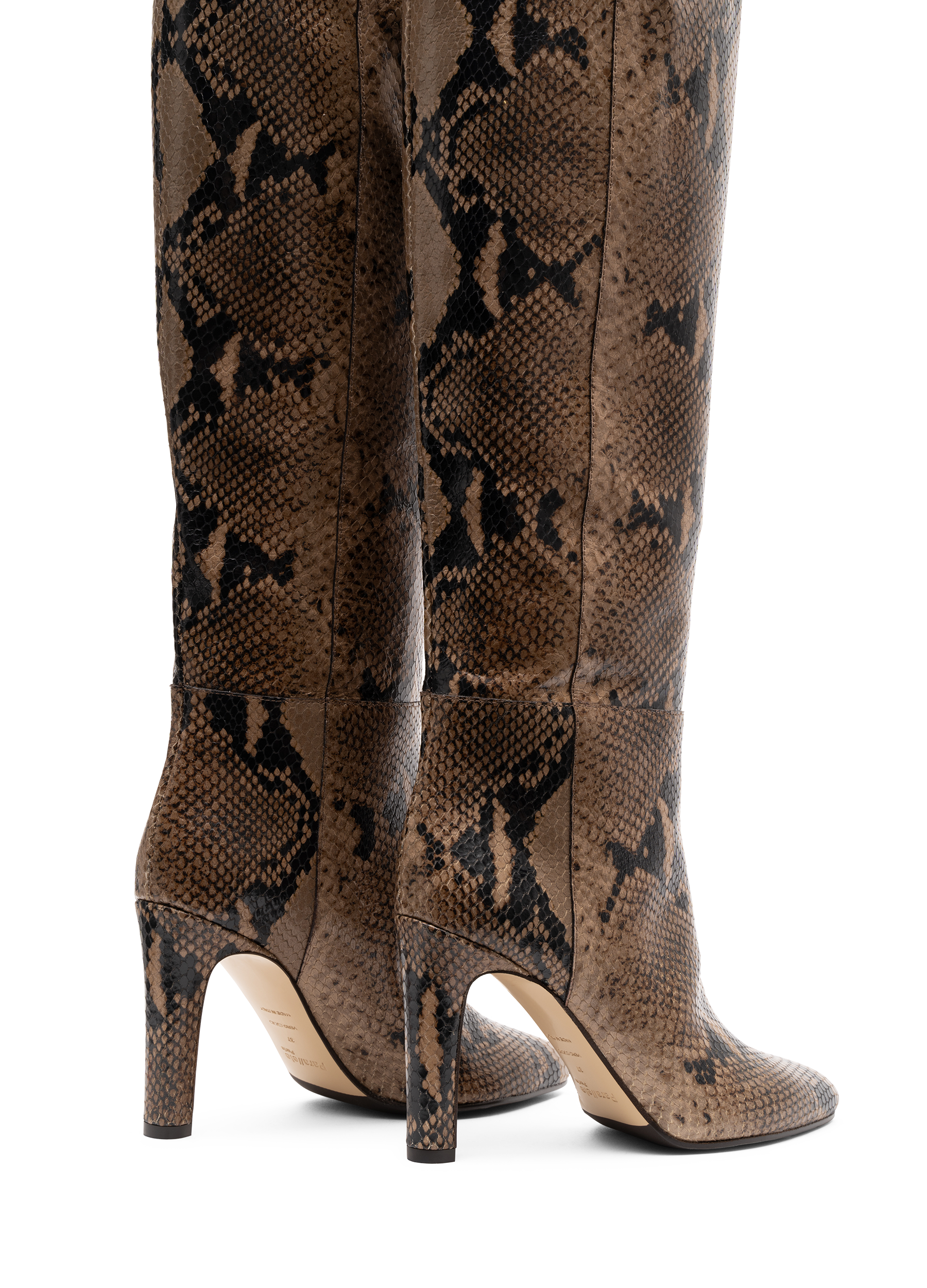 Printed taupe leather boots PARALLELE PARIS Grey